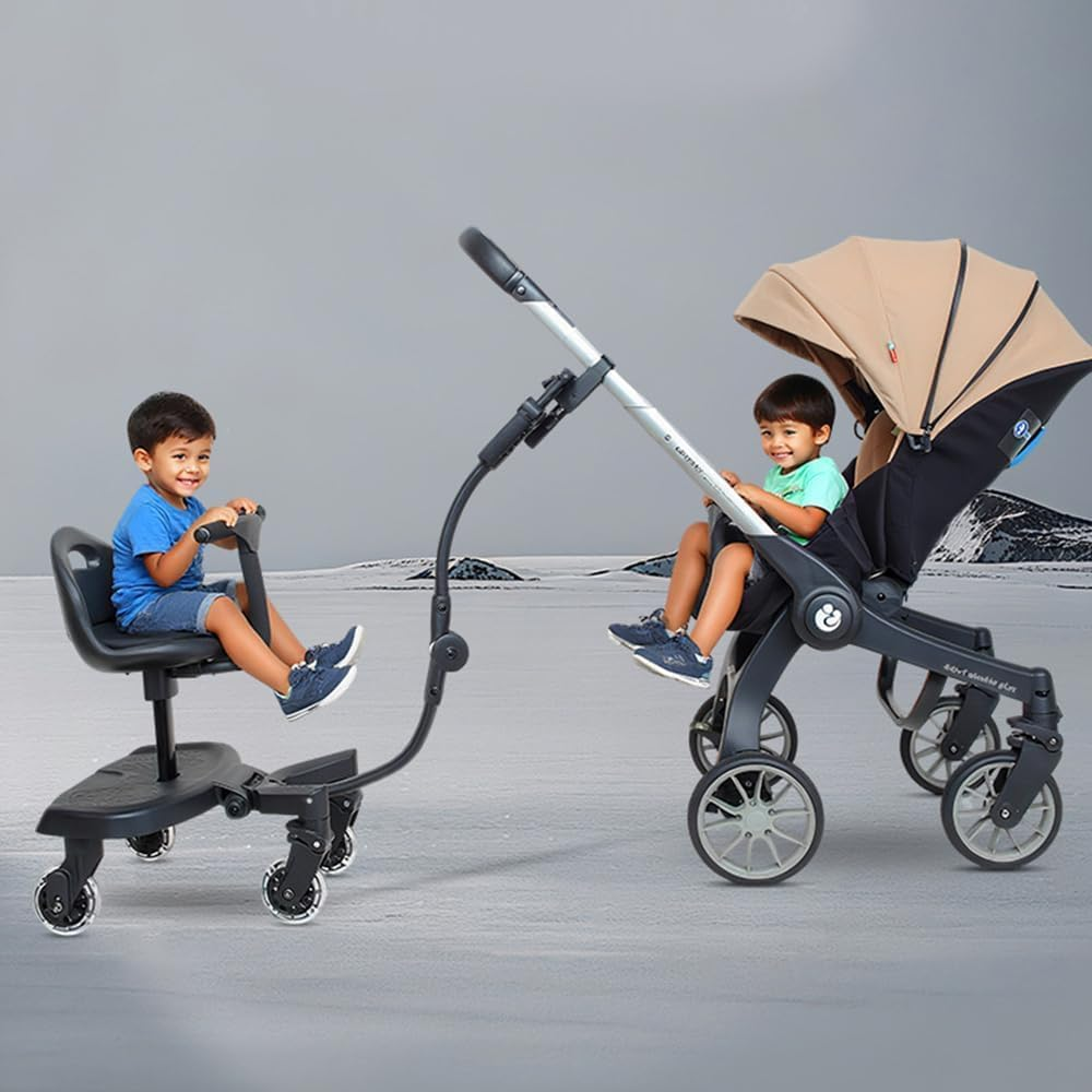 ABDULWEN Buggy Board,Universal 2-In-1 Stroller Board,Child Rider Stroller Attachment with Saddle Seat and Standing Platform,Baby Stroller Connectors,Quick and Easy to Use, Safety Design Upgrade (Newer Models) image number 6