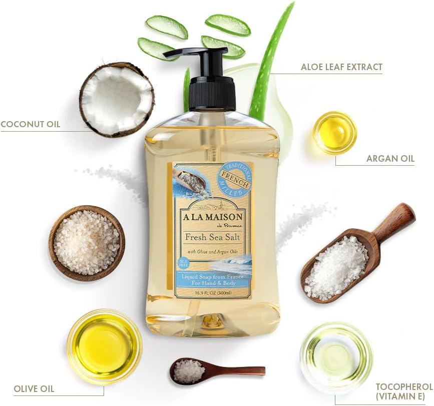 A LA MAISON Liquid Fresh Sea Salt Soap, 16.9 Fl Oz (500Ml) image number 4