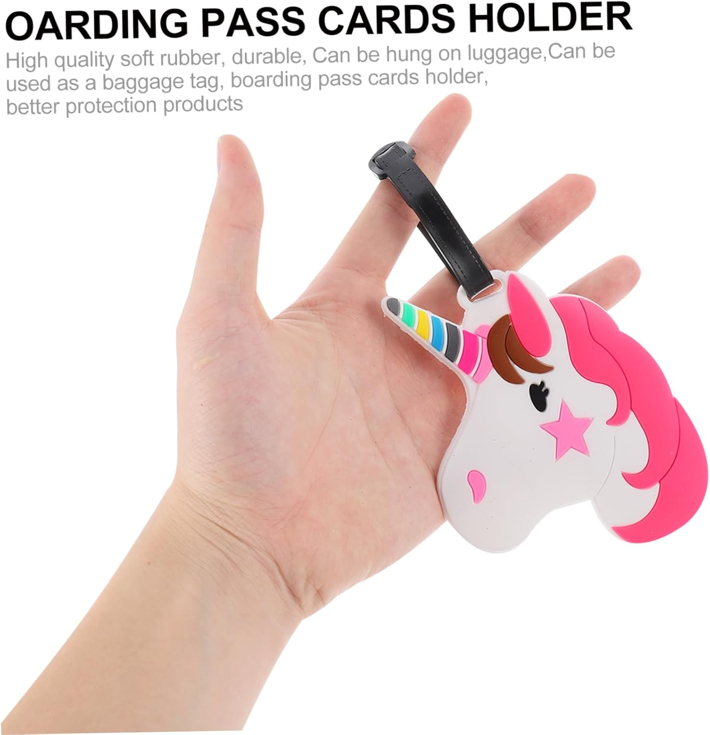 NAMOARLY 5Pcs Cartoon Flamingo Unicorn Luggage Tags Elastic Strap and Buckle Connector for Easy Identification
