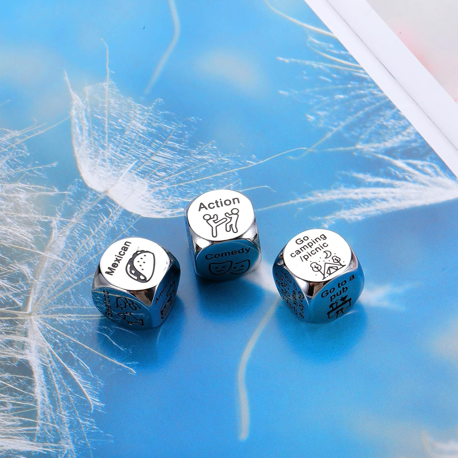 Anniversary Date Night Gifts for Couples One Year Anniversary Valentines Day Gifts for Him Her Food Movie 3PCS Dice Decider Funny Christmas Birthday Gifts for Boyfriend Husband from Girlfriend Wife image number 1