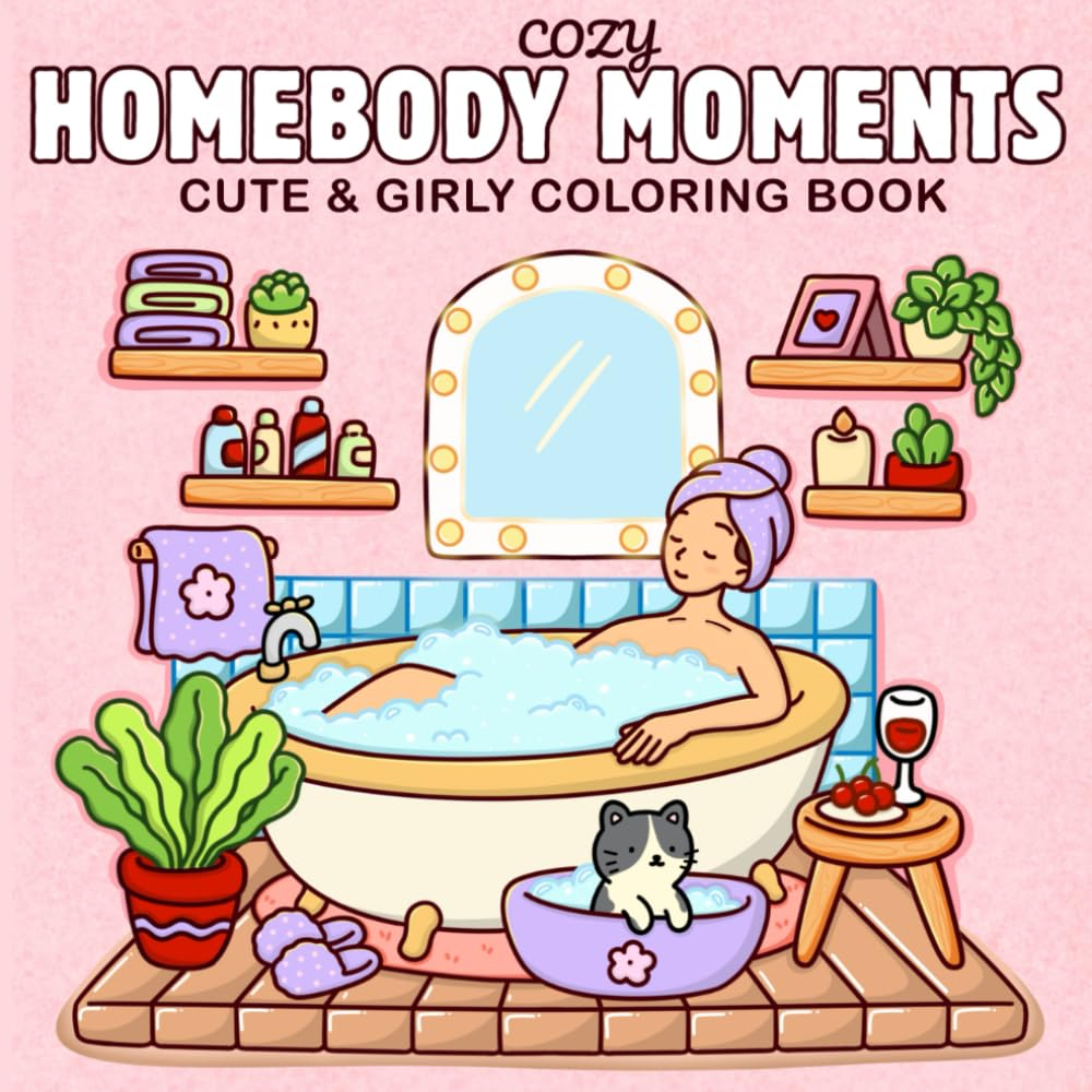 Cozy Homebody Moments: a Cute & Girly Coloring Book for Teens and Adults | Self-Care Activities, Cozy Girl Spaces & Therapy for Relaxation (Cute & Easy Coloring) image number 1