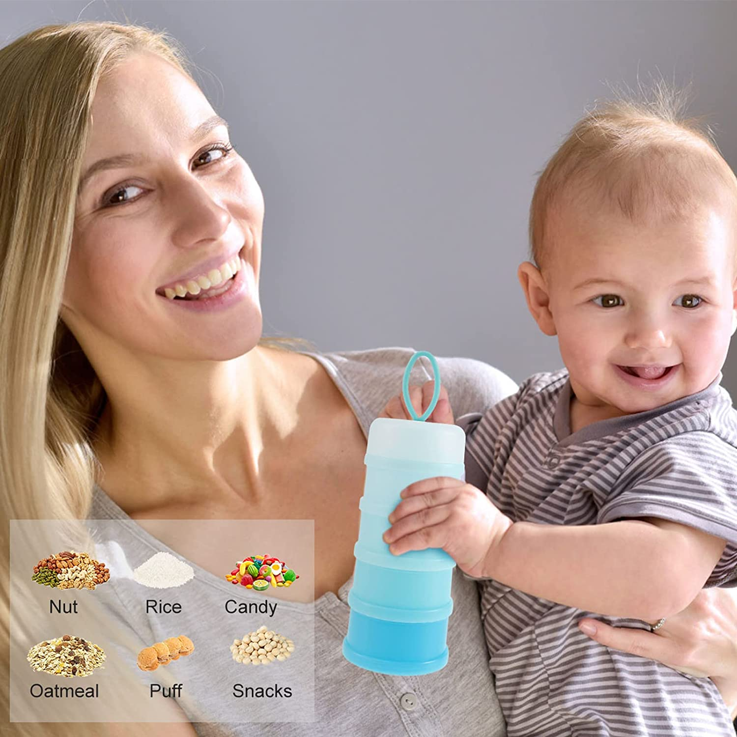 2 PCS 4 Layer Portable Baby Food Storag Box Multiple Openings Cereal Cartoon Infant Milk Powder Box Toddle Snack Container,Baby Milk Powder Food Mixing Container Portable Large-Capacity Milk Powder Child Container(Blue, Sakura Powder) image number 6