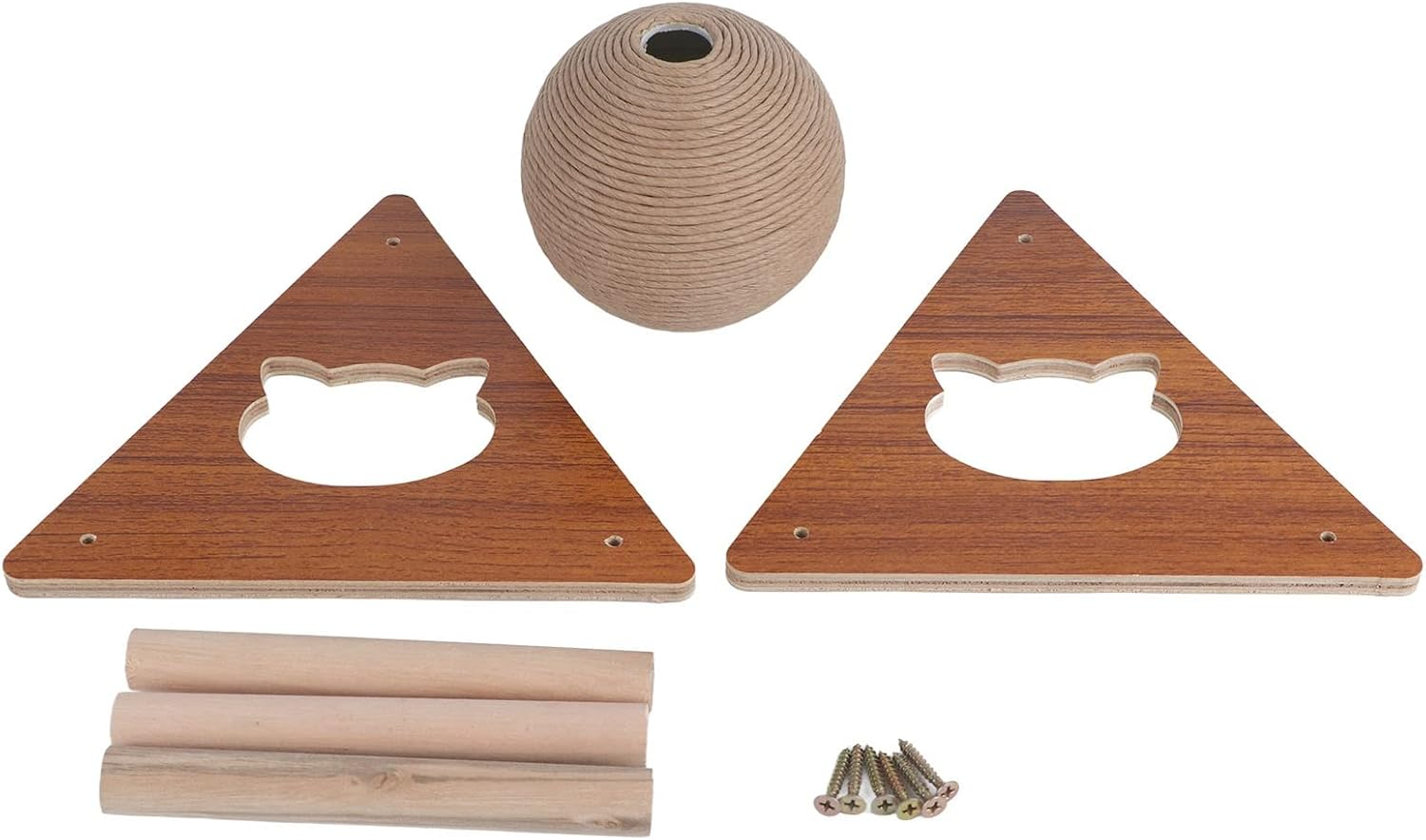 Cat Scratcher Toy, Sisal Cat Scratching Ball Cat Scratcher Toy with Ball, Interactive Solid Wood Scratcher Pet Toy Scratching Ball for Cats and Kittens (S) image number 3