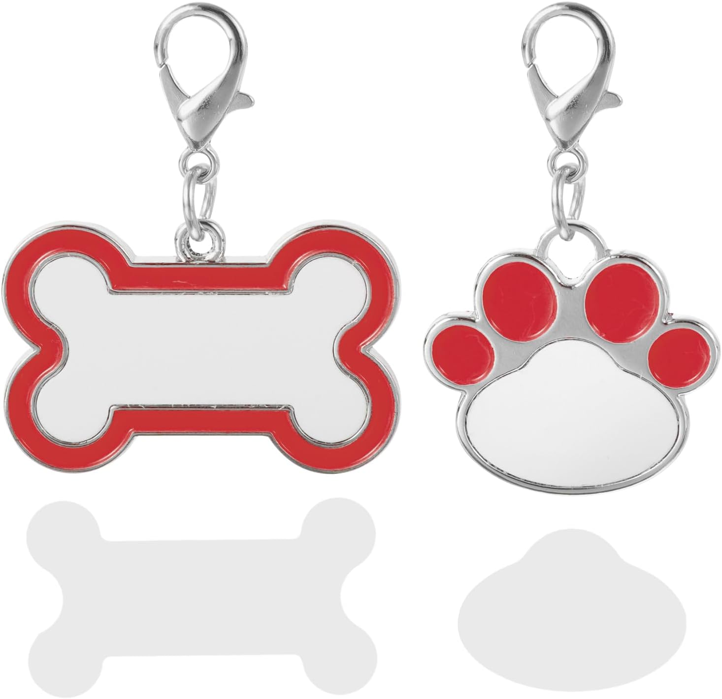 LUOZZY 4 Pcs Sublimation Blank Dog Tags Heat Transfer Puppy Kitten Tags Pendent Blank Craft Pet Tags Supplies - Red
