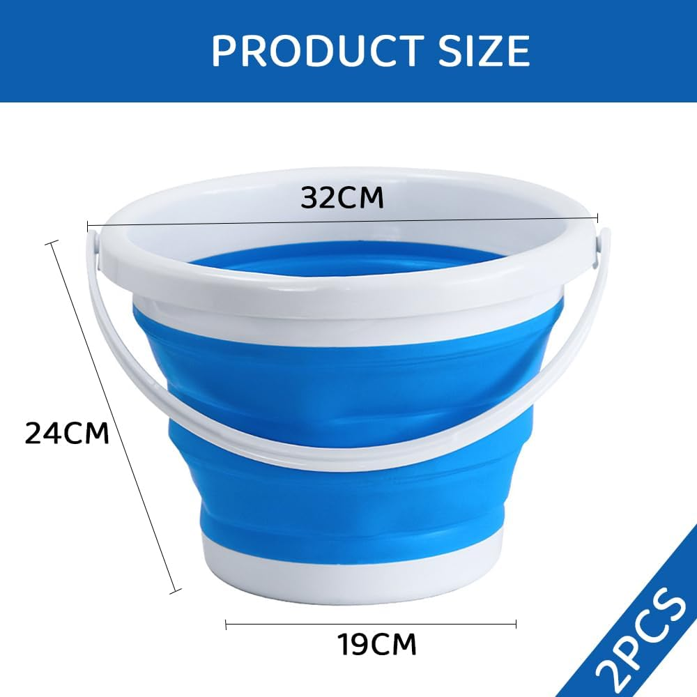 2 Pack Collapsible Bucket 10L (2.6 Gallon), Portable Foldable Water Pail with Handle, Space-Saving Cleaning Bucket for Car Wash, Camping, Fishing, Garden & Household image number 5
