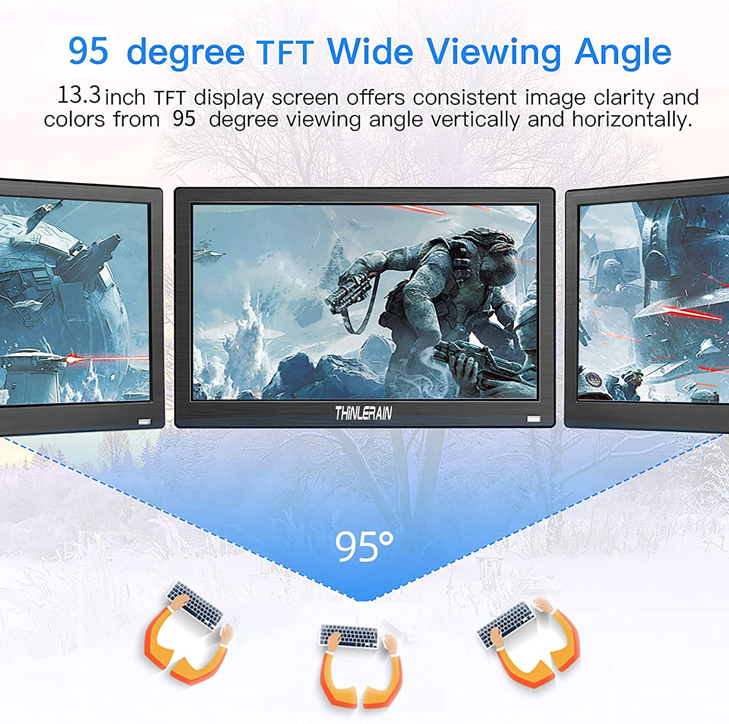 13.3 Inch Small PC Monitor Mini Monitor HDMI Monitor 1366X768 LED Monitor Support HDMI VGA AV BNC USB Intput, for Firestick, Computer, Kitchen Monitor, Built-In Speaker image number 2