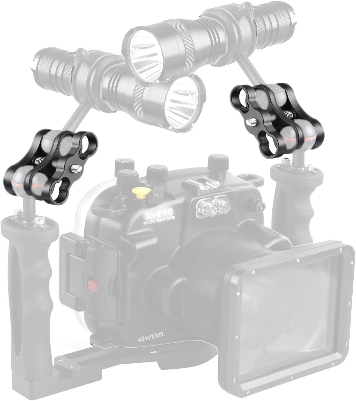 WLPREOE 2Pcs 1" Aluminum Ball Clamp Mount for Underwater Diving Light Arms Tray System, Compatible with RAM Ball Mount Base image number 5