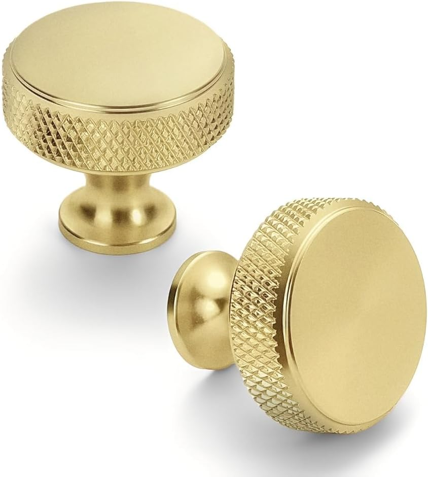 Asidrama 20 Pack Gold Kitchen Cabinet Knobs Knurled Dresser Knobs Drawer Knob Cabinet Hardware Aluminum Knob for Dresser Drawers
