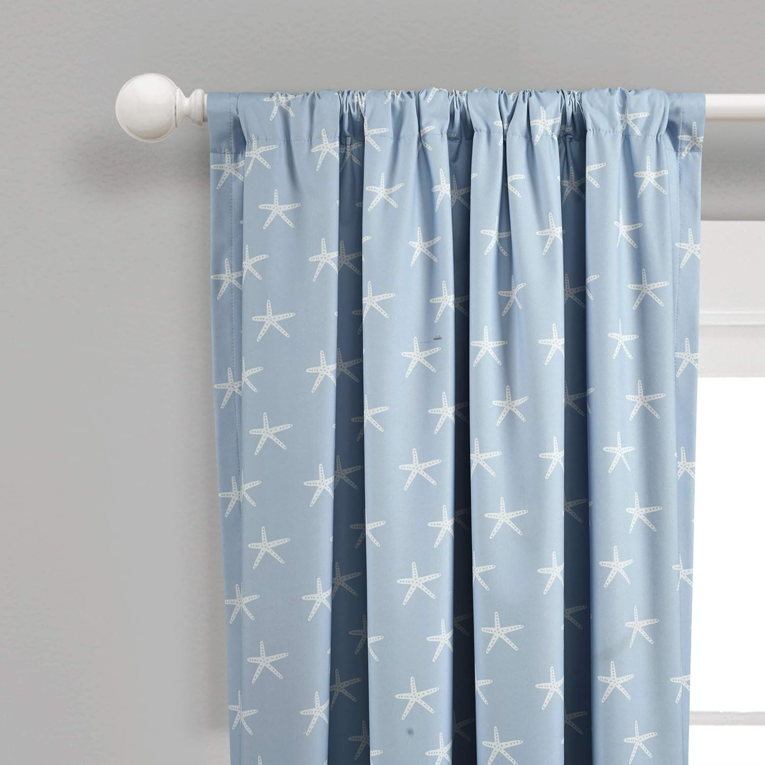 Lush Decor Seaside Starfish Blackout Window Curtain Single Panel, Blue
