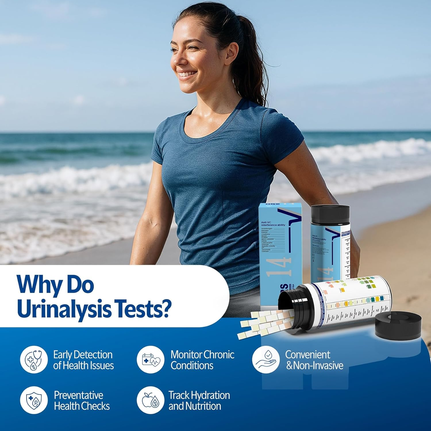 Urine Test Strips, 14 Parameters for Comprehensive Health Analysis, Urinalysis Test Strips for UTI Ketone, Ph, Glucose, Nitrite, Leukocytes & More to Help Monitor Your Health at Home image number 2