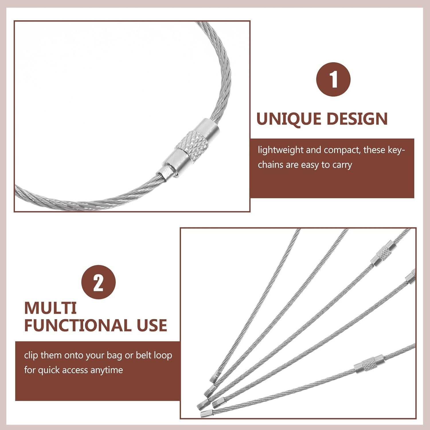 10Pcs Stainless Steel Wire Key Rings with Twist Lock Mechanism for Secure Key Organization Versatile Luggage Tags and Travel Gear Clips Lightweight Cable Loops for Men and Outdoor image number 4