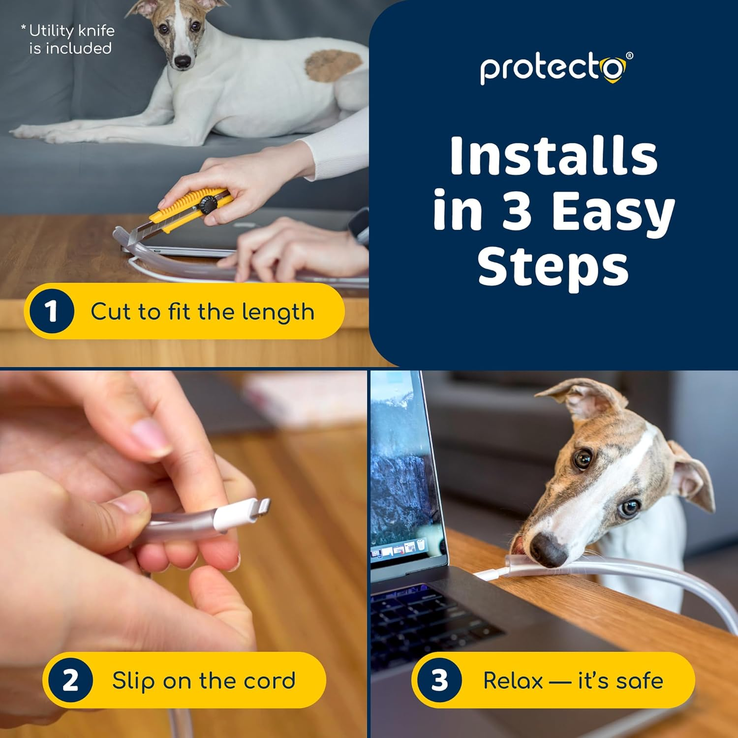 Pet Wire Protector Flexible Cable Sleeve 7Ft - Odor-Free Cat & Dog Chew Proof Electrical Power & Charger Cord Cover for Phone, USB, RCA & HDMI Cables | 2Mm Thick Overfloor Universal Protection