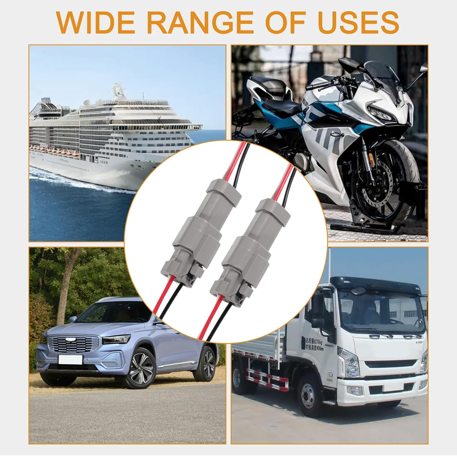 DIANN 3 Sets 3 Pin DT Connectors Waterproof Kit 3 Pin Connectors Male and Female Wire 16 AWG Waterproof Male Female Plug Socket Quick Disconnect for Car Truck Boat