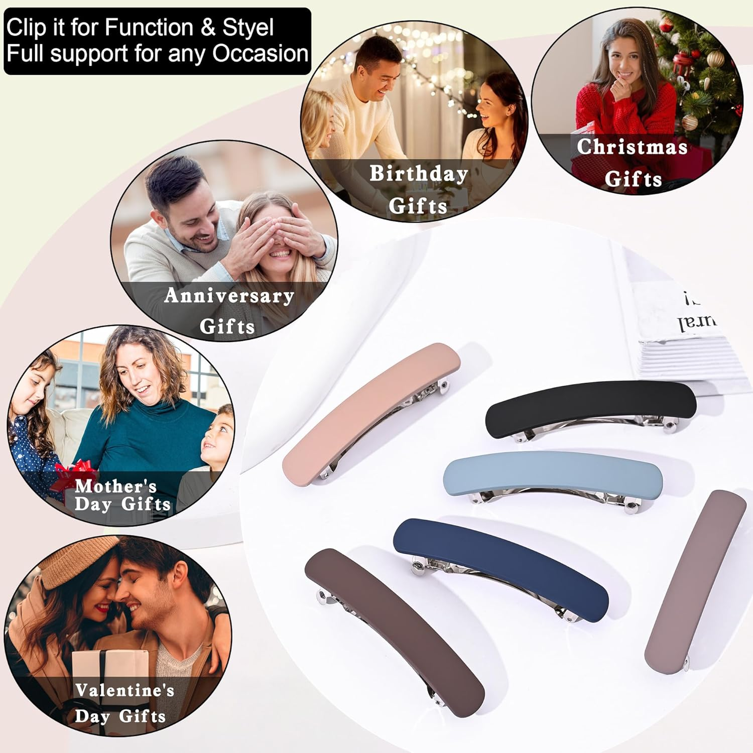 FSMILING Pack of 4 Hair Clips Women'S Thin Hair Medium Patent Clip French Automatic Hair Clip for Fine Thick Hair, Hair Barrettes Women image number 6