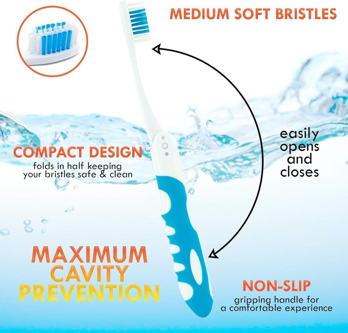 Dolemay 6 Pieces Travel Toothbrush,Folding Soft Toothbrush,Portable Mini Size Travel Toothbrush Kit, Soft Bristle Tooth Brushes for Travel,Business Trip,Collapsible Toothbrush Kit image number 4