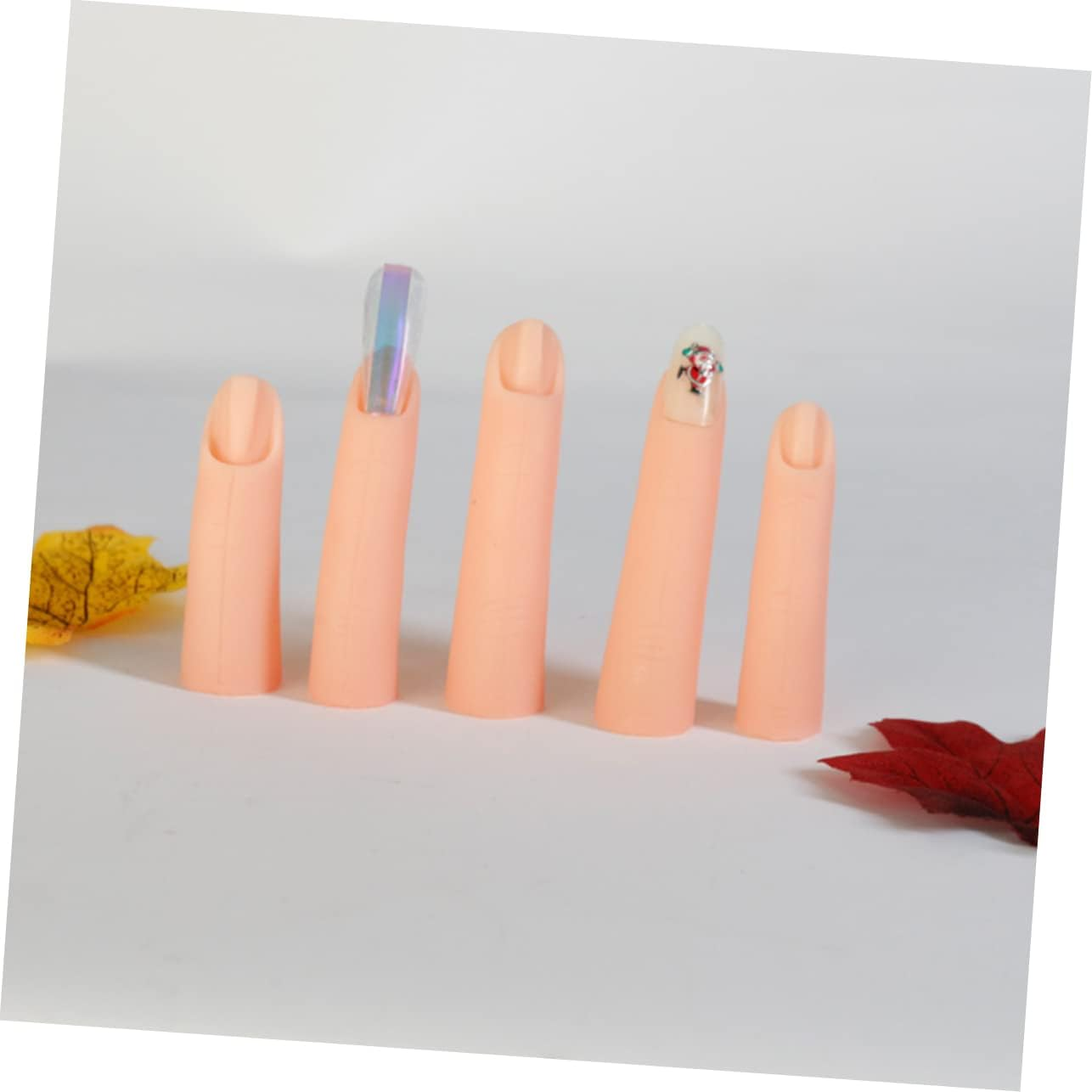 MUSISALY 5Pcs Manicure Practice Fingers Silicone Fake Nails Nail Art Training Hand image number 2