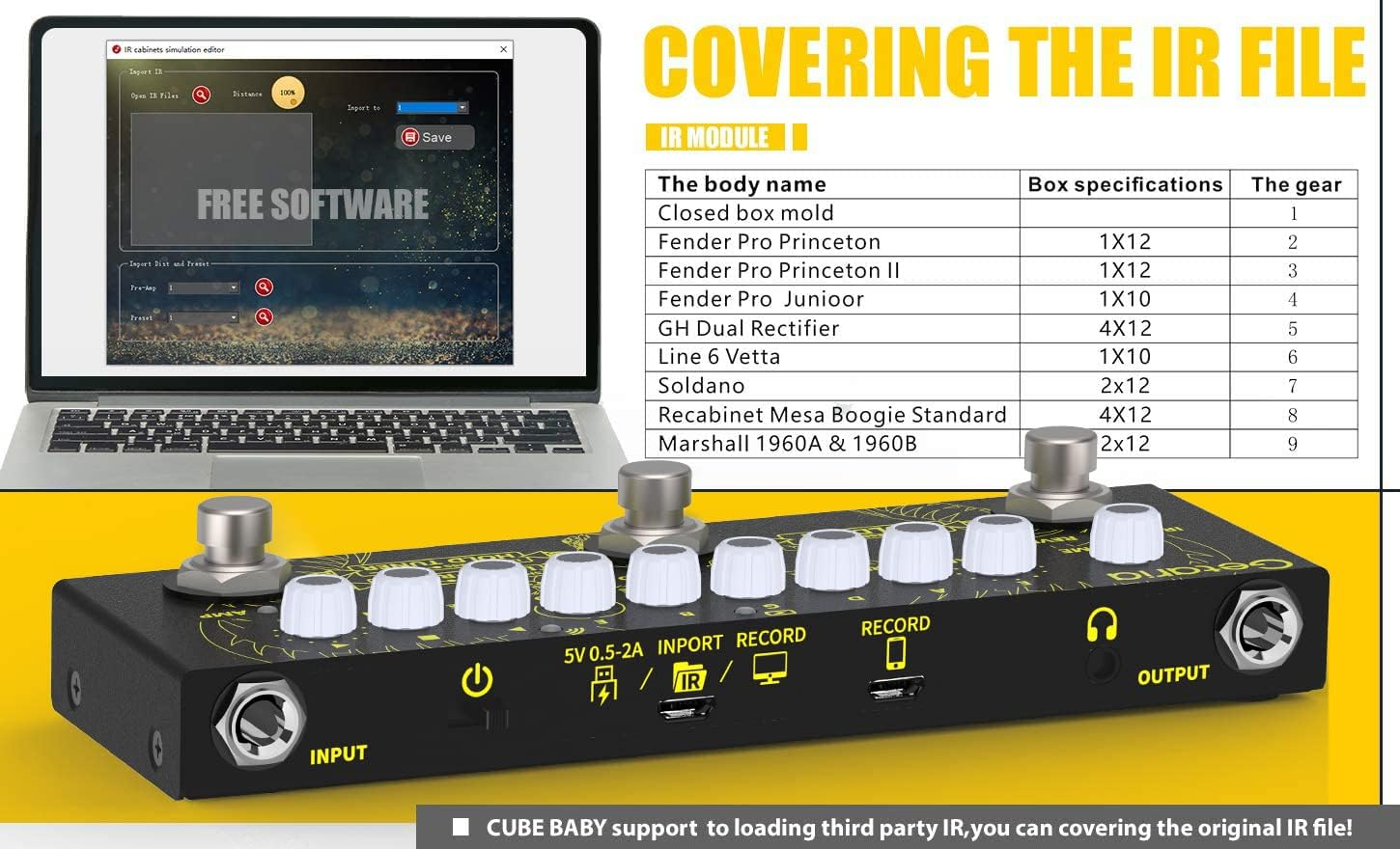 Balee Multi Effects Pedal Guitar Pedals Effects Combined Delay Reverb Chorus Effect Pedal with IR Loading Multi Effects Guitar Pedal for Electric Bass Guitar image number 4