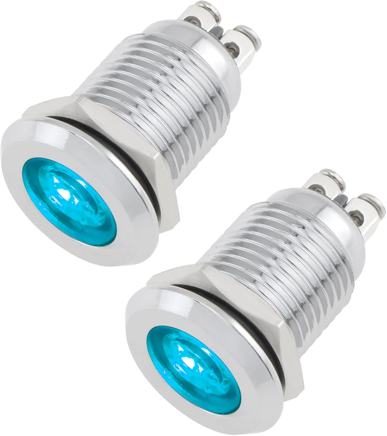 VGOL 2Pcs 12Mm Red Flat Stainless Steel Screw Foot Signal Indicator 12-24V for Signal Lights in Vehicles Control Cabinets Other Applications