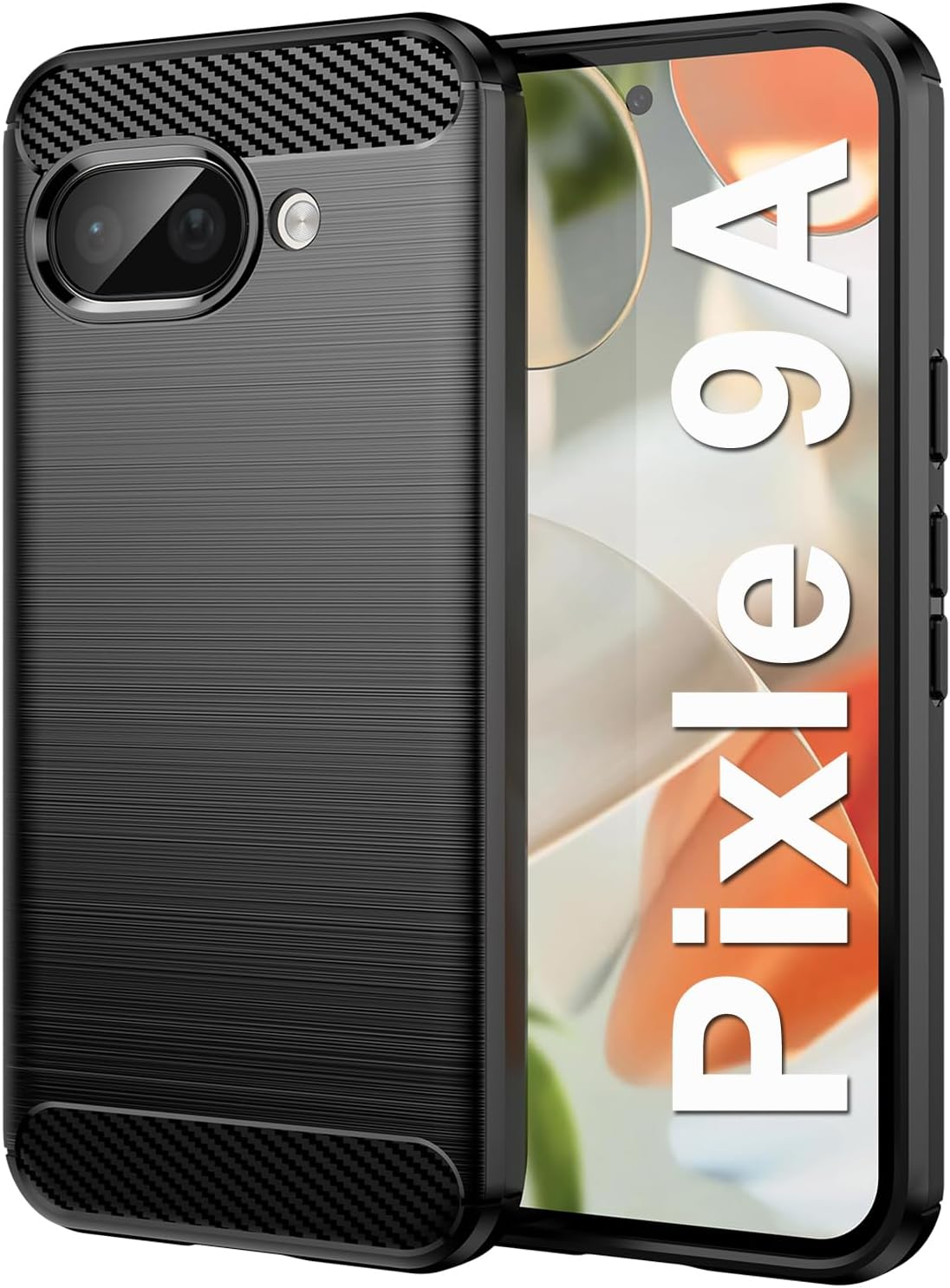 HEYUS Case for Google Pixel 9A 6.3-Inch 2025, Shock-Absorption Brushed Flexible Soft Carbon Fiber Protective Cover for Google Pixel 9A