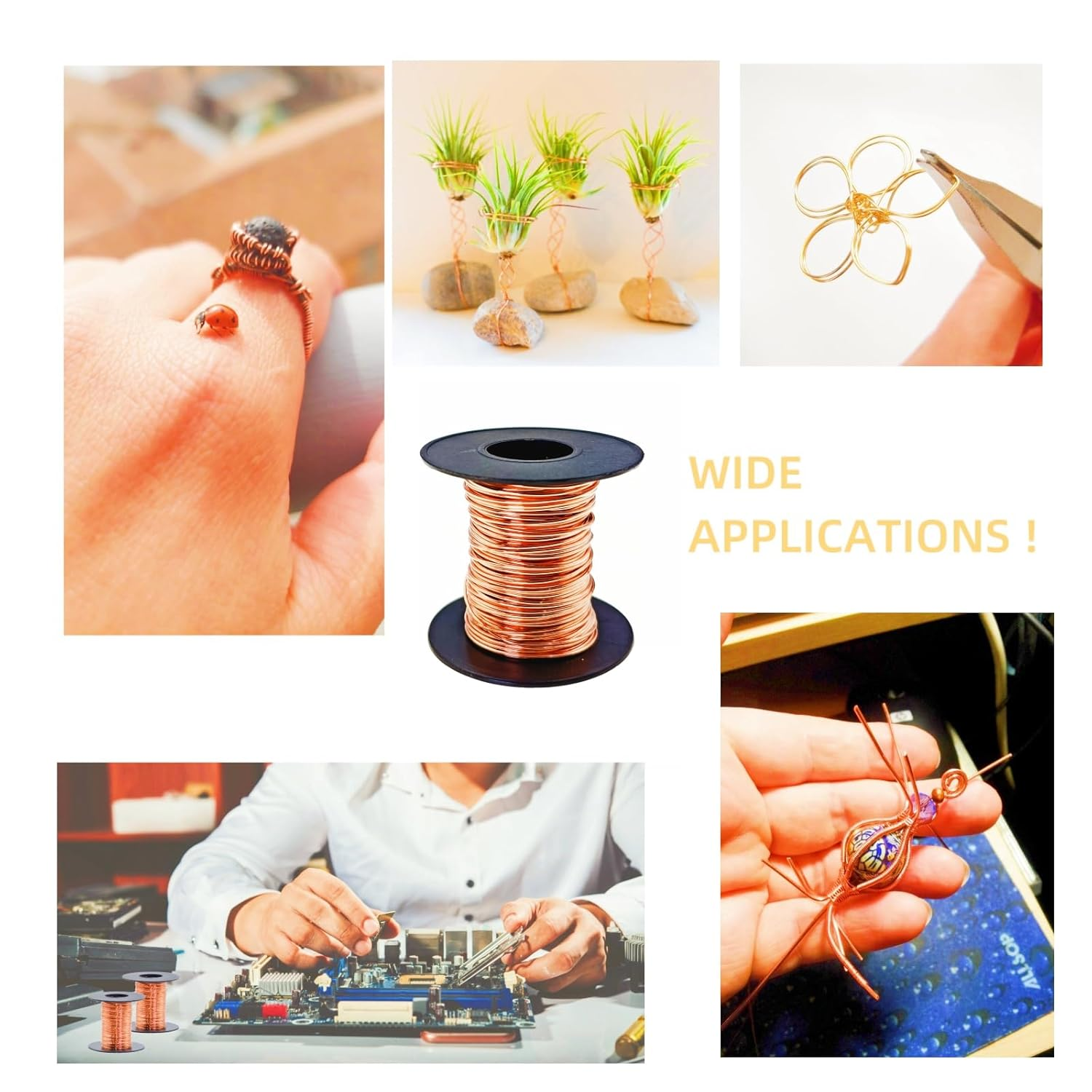 Wlzll 99.9% Pure Copper Wire Set | 20 Gauge (0.8Mm) 18.3M & 24 Gauge (0.5Mm) 30.5M | Non-Insulated High Conductivity Copper Wire for Electrical, DIY, Jewelry, Gardening |, Rohs Compliant image number 1