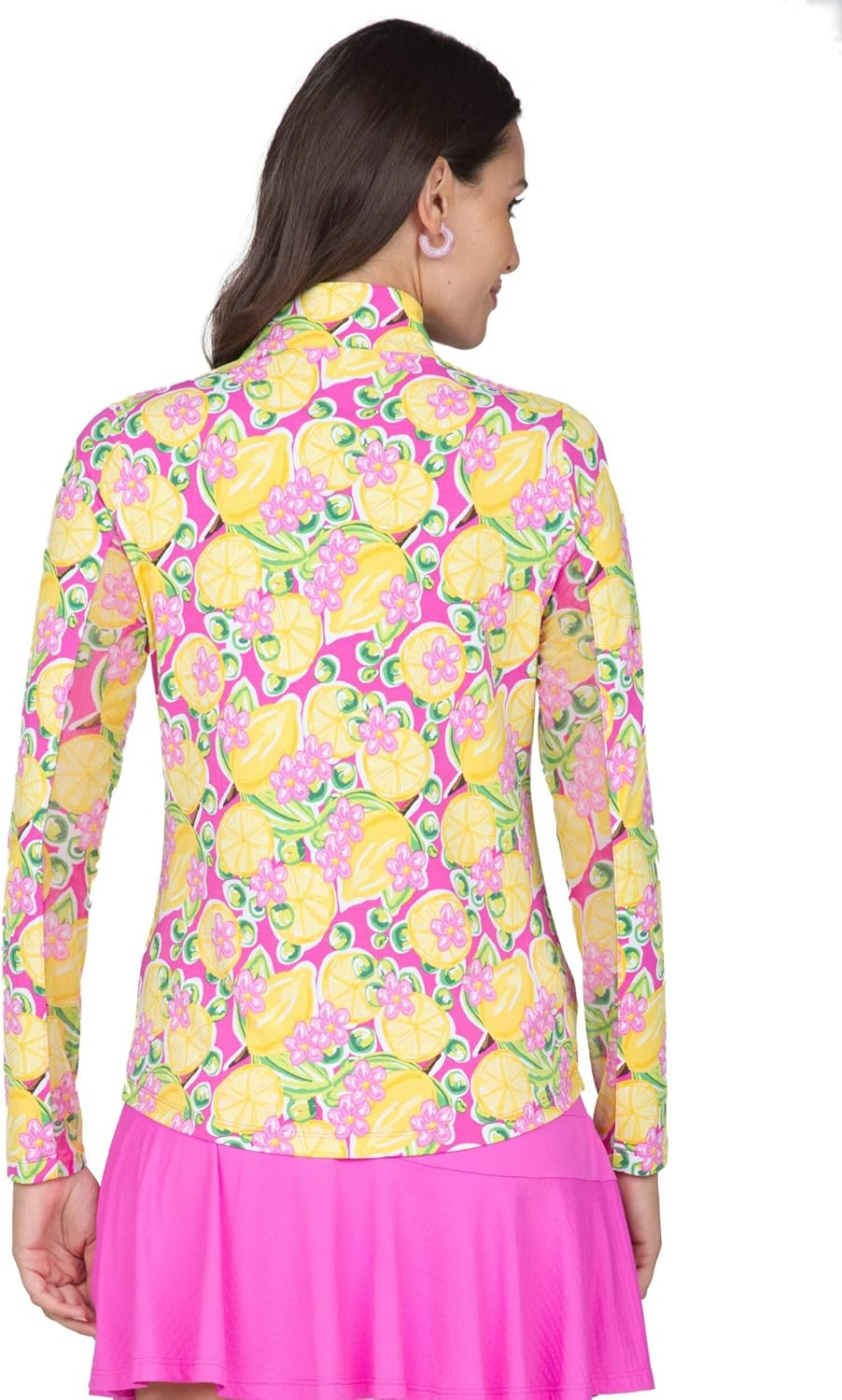 IBKUL Athleisure Wear Sun Protective UPF 50+ Icefil Cooling Tech Calista Print Long Sleeve Mock Neck Top &ndash; 10652 image number 1