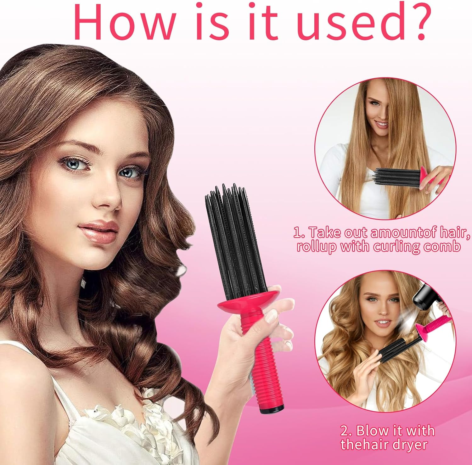 Curling Brush, Hair Curler, Curly Hair Brush, Curling Roll Comb, Curling Brush, Hair Curler Fluffy Curling Roll Comb, Brush Curl Brush, Curl Brush, Hair Rollers for Women, Home, Travel, Dating image number 1