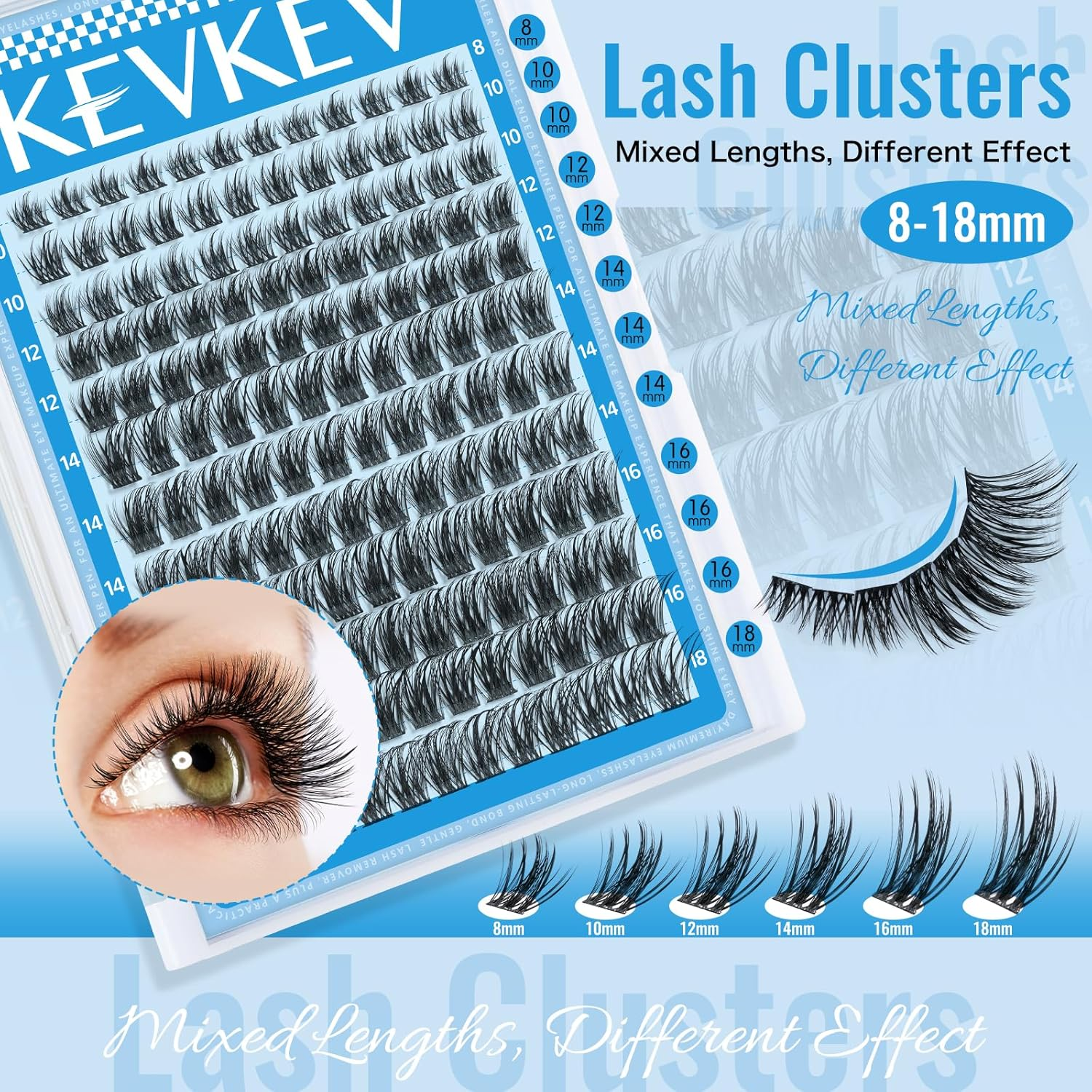 Lash Clusters 84 Pcs Cluster Lashes Eyelash Clusters DIY Cluster Eyelash Extensions Individual Lashes Thin Band & Soft(Cloudy,C-8-16Mix) image number 4