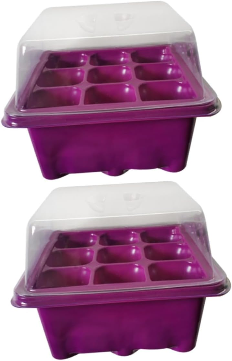 Parliky 9-Hole Plant Germination Tray Humidity Dome 2Pcs Purple Seed for Indoor Gardening and Propagation image number 3