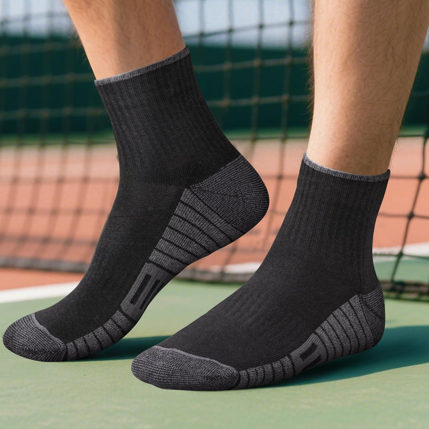 YUEDGE Mens Ankle Socks Breathable Cotton Quarter Socks for Men, Wicking Cushioned Running Socks Low Cut Performance Gym Tennis Athletic Socks, 5 Pairs image number 5
