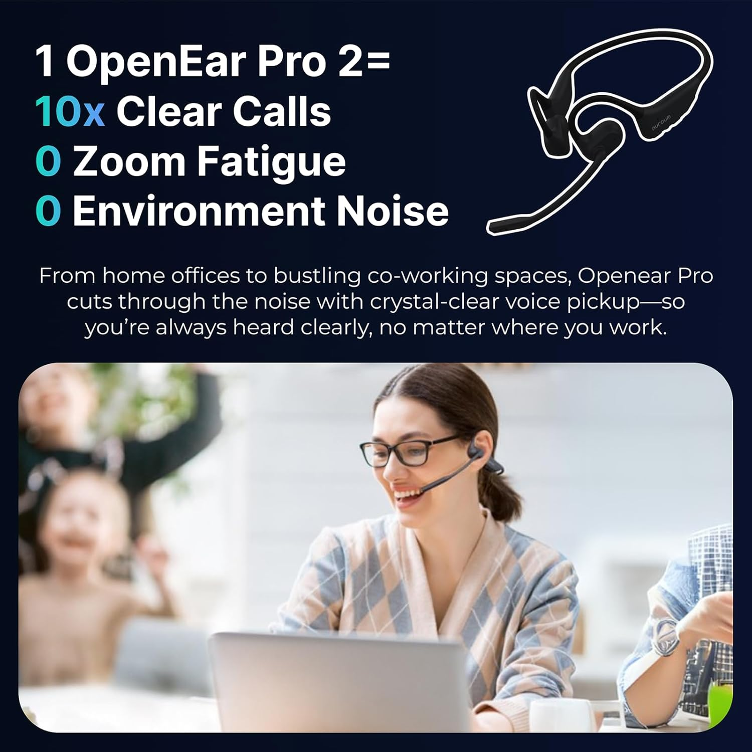 Nuroum Openear Pro2 Headphones with Noise-Cancelling Microphone for Work in the Office/Home Office/On the Go image number 3