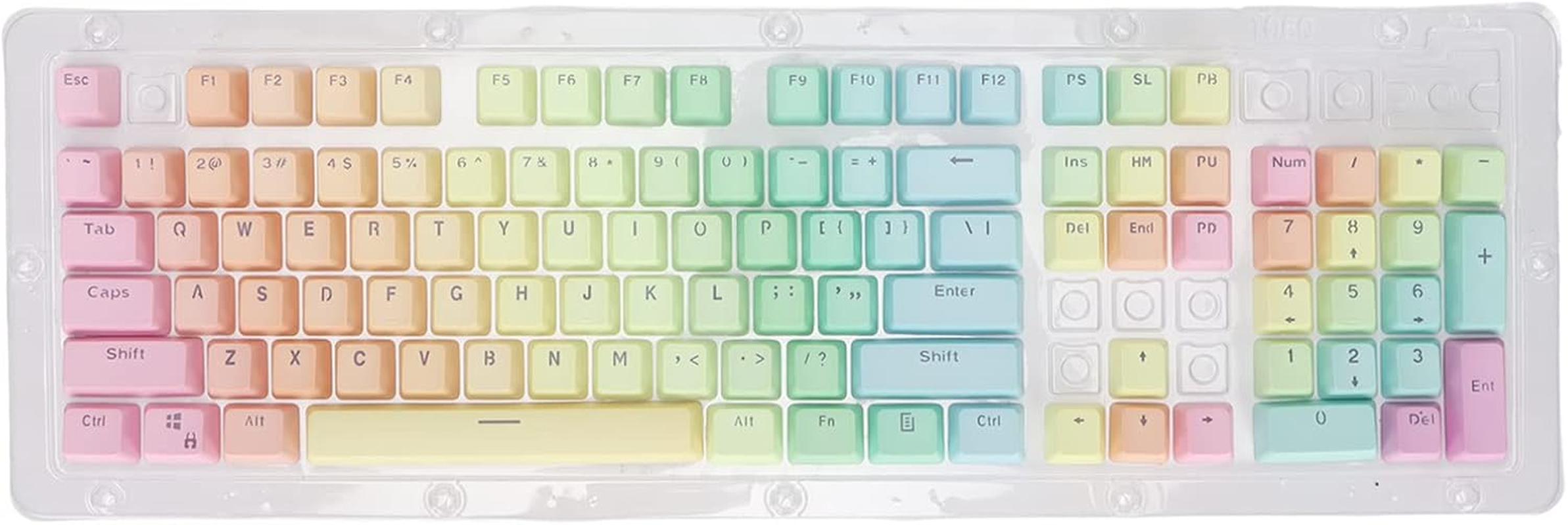 PBT Keycap Set, 104PCS Rainbow Double Color Translucent Gradient PBT Keycaps with Oil Coating, for 61/87/104 Keys Mechanical Keyboards, DIY Your Keyboard image number 5