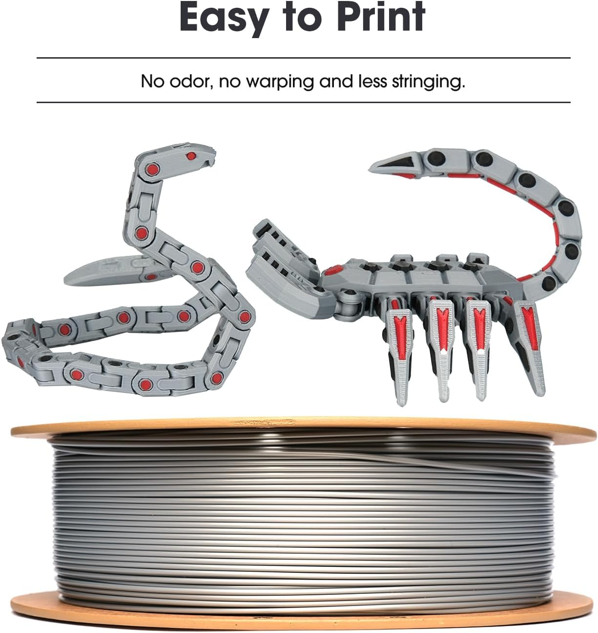 Esun Basic PLA Filament 1.75Mm, Epla 3D Printing Filament Dimensional Accuracy +/- 0.03Mm, 1KG Spool (2.2 LBS) Compatible with Most 3D Printer,Grey image number 2