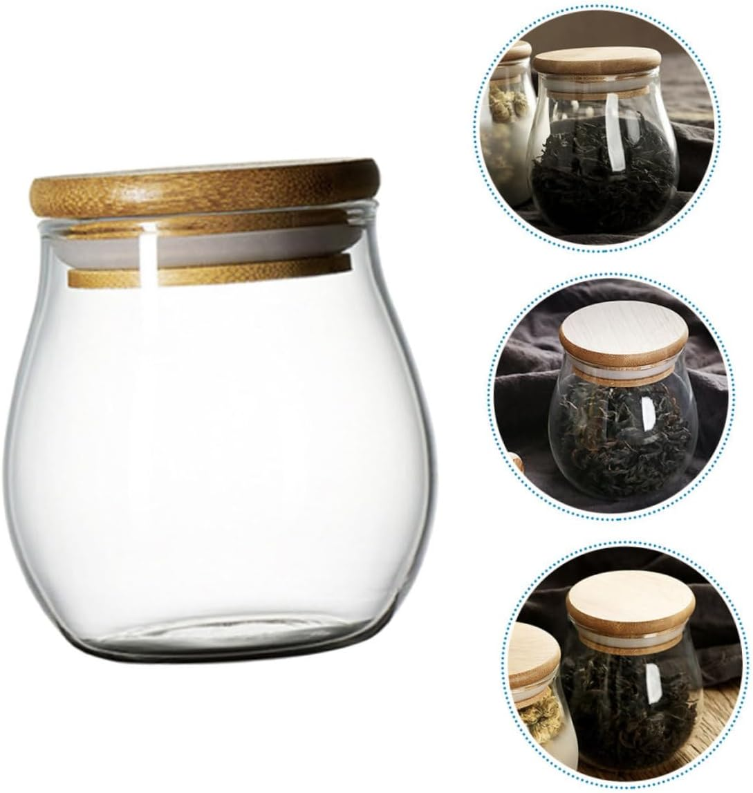RORPOIR Tea Canister Tea Storage Jar Glass Food Storage Container for Home Office Kitchen Travel Use image number 2