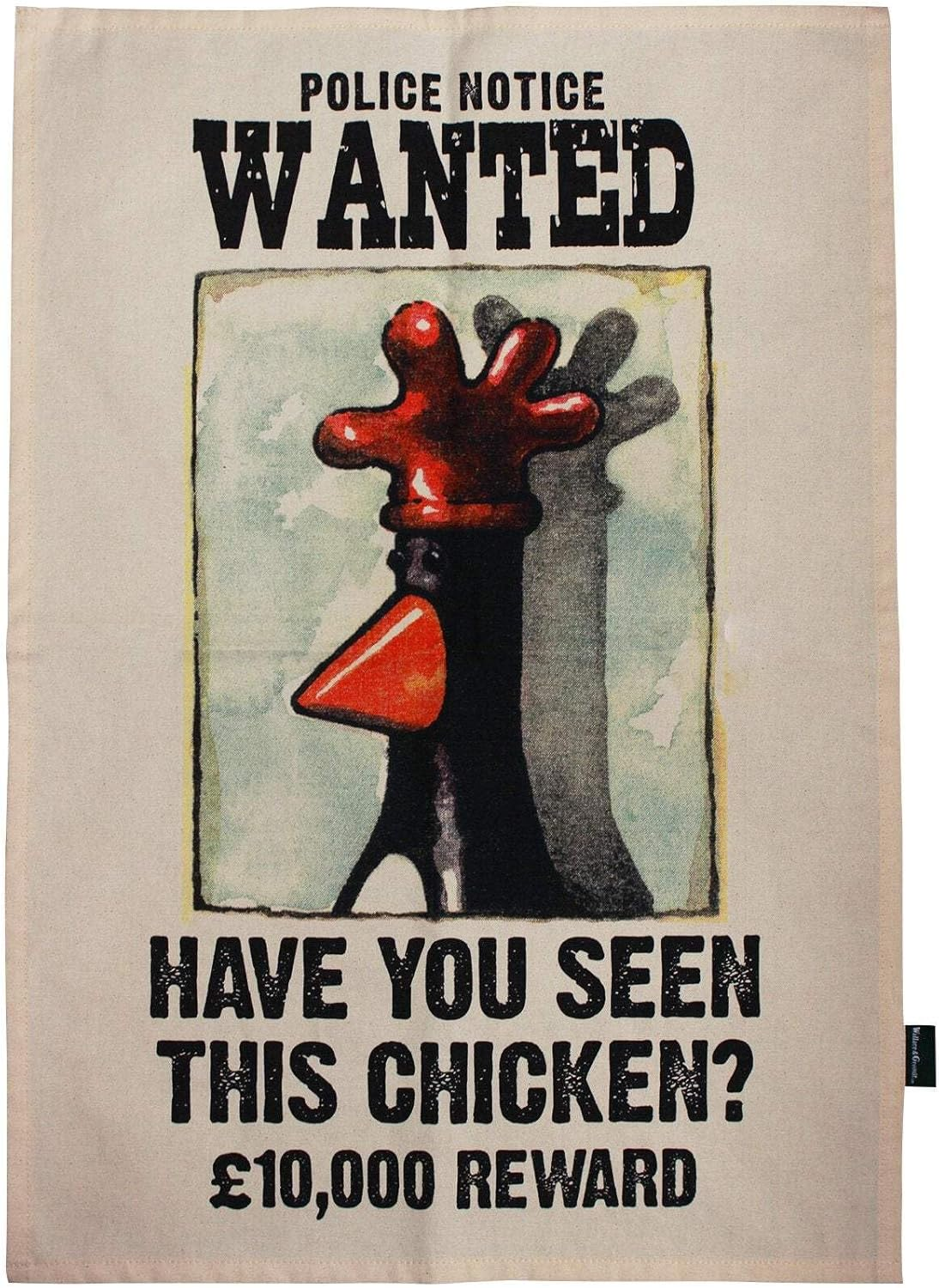 Half Moon Bay Feathers Mcgraw Tea Towel | Tea Towels for Kitchen & Kitchen Accessories | Wallace and Gromit Gifts & Wallace and Gromit Merchandise | Kitchen Tea Towels & Cotton Tea Towels