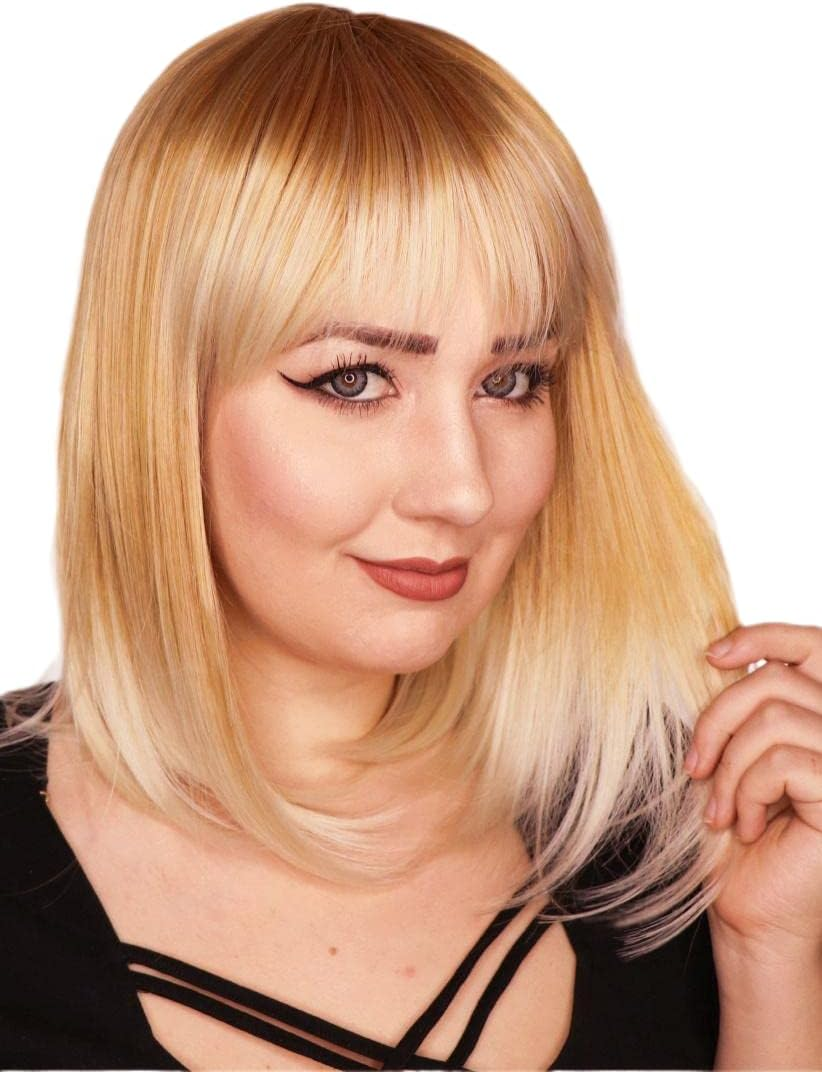 Prettyland C1415 Women'S White Bob Medium Length Short Natural Wig Matte Smooth Daily Date a Live Anemie Short Wig