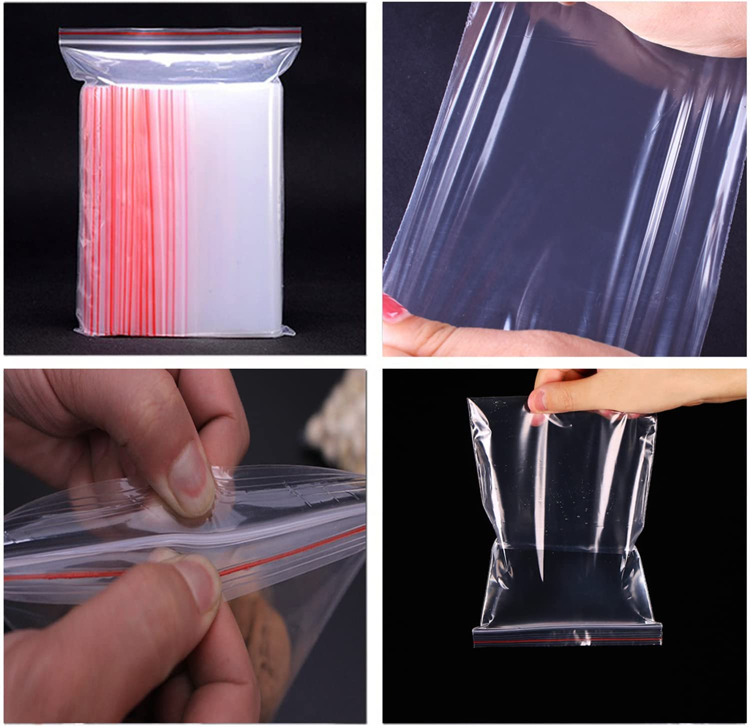 100Pcs Clear Plastic Ziplock Bags Resealable Poly Food Storage Packing Bags for Jewelry, Candy, Nut (12Cm*17Cm) image number 5