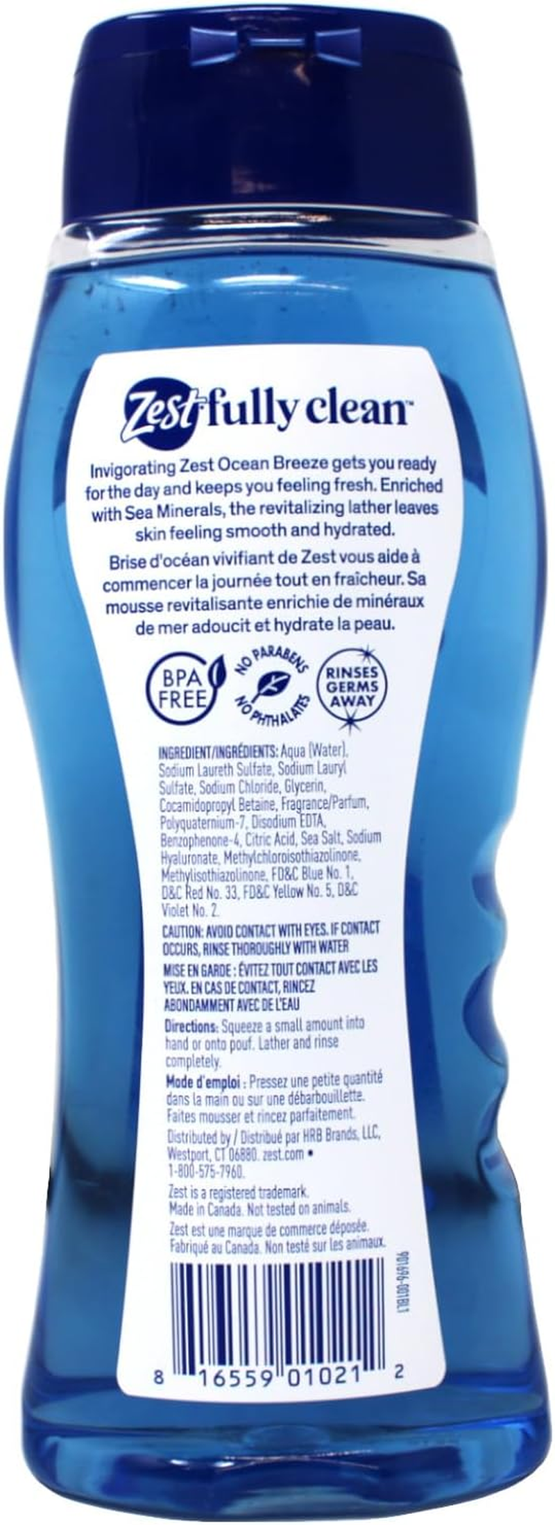 Zest Body Wash, Ocean Breeze, 18 Fl Oz (Pack of 2) image number 1