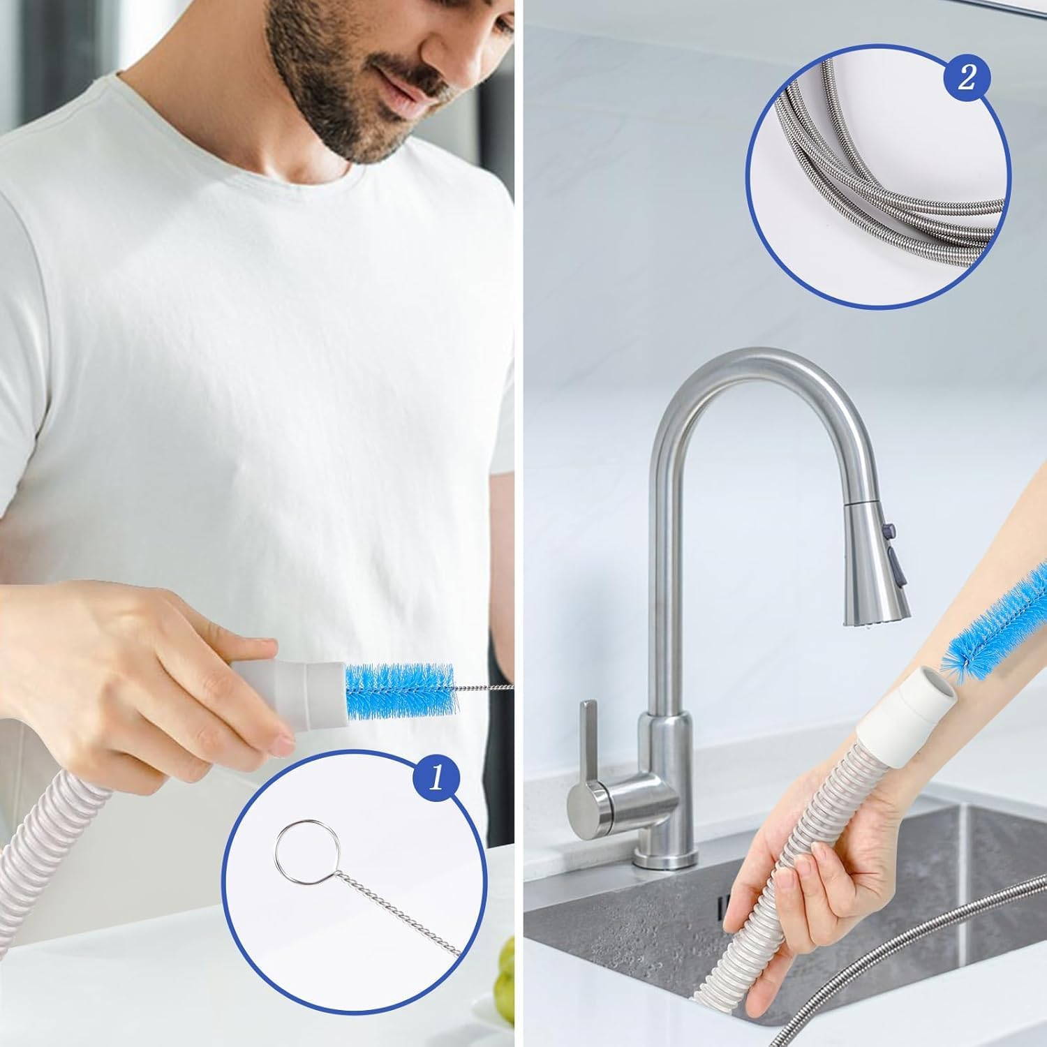 4 Piece Accessories for CPAP Hose,Hose Hanger and Cleaning Brush for CPAP Mask,Tubing Holder Organize Cleaning Set,7 Feet Flexible + 7 Inches Handy Steel Wire Brush image number 3