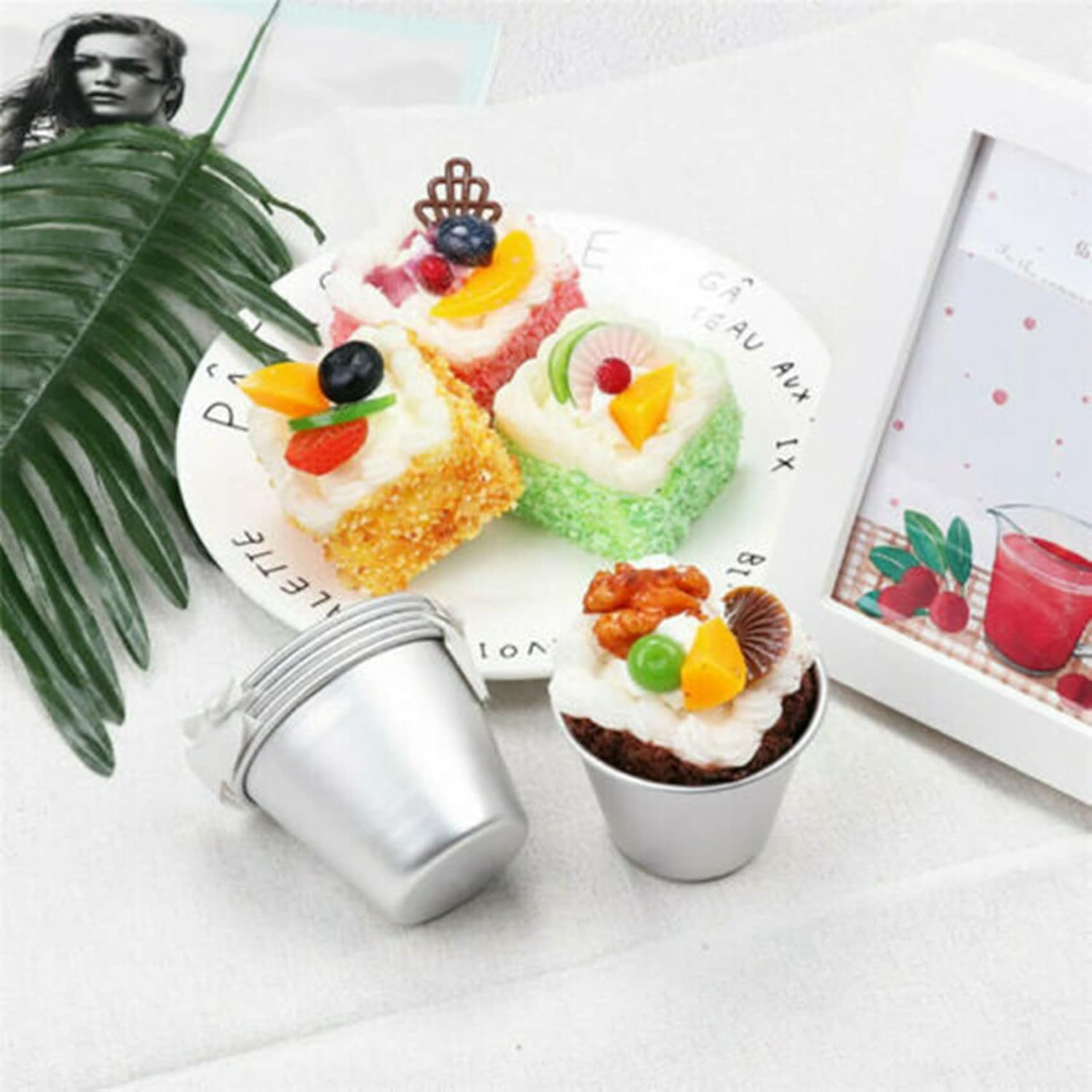 Voniecop 6 PCS Aluminium Dariol Mould Baking Cup Dariole Pudding Dessert Creme Moulds round Egg Tart Mould Bakeware Cup image number 2