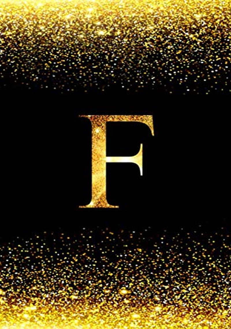 F: Music Notebook - Blank Sheet Music Notebook: Initial Monogram Letter F College Ruled Notebook: 12 Large Staves per Page, 110 Pages, 7X10 Inch - Printed Glitter Black and Gold , Notebook Journal image number 1