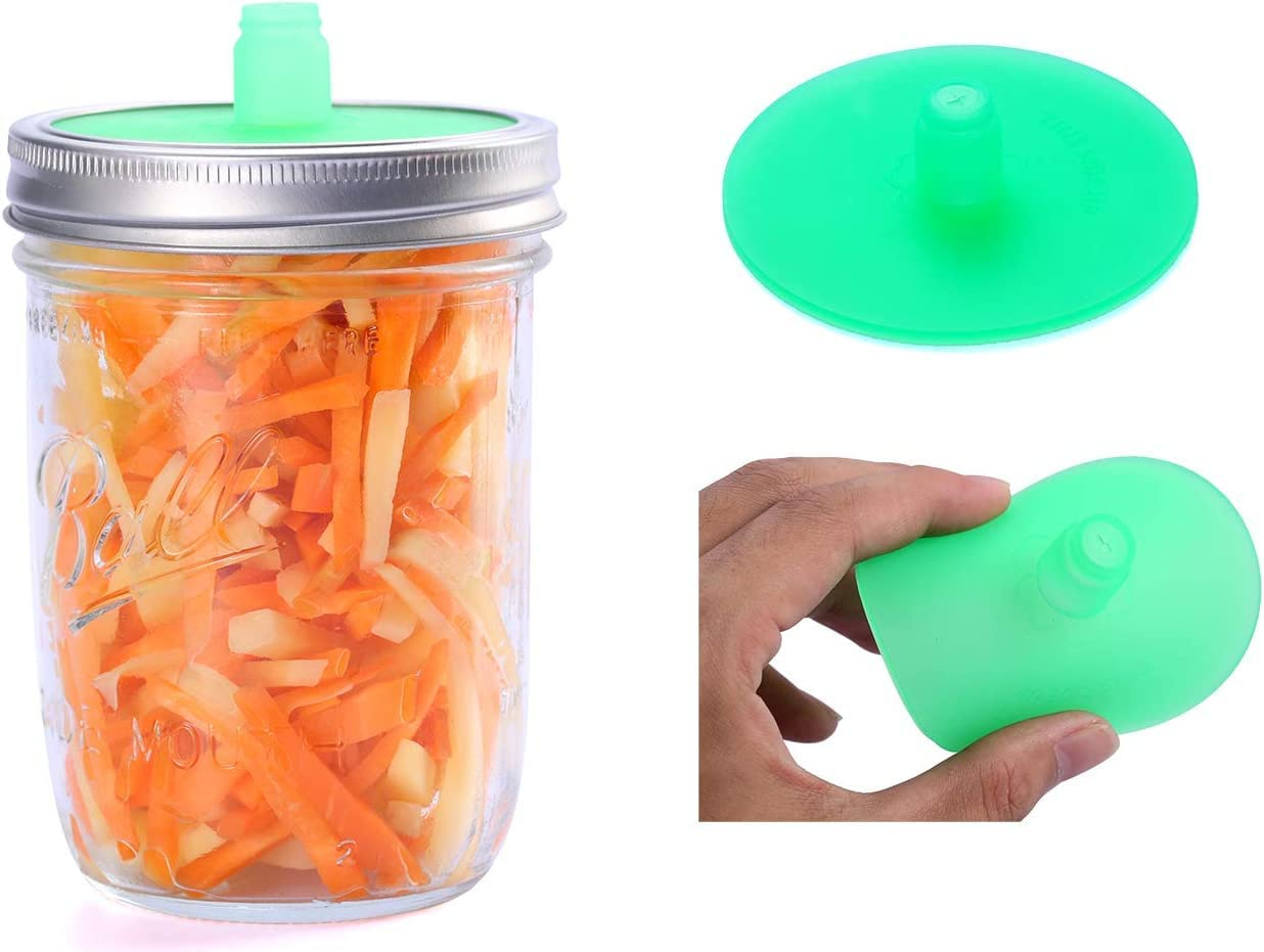 5 Sets Silicone Waterless Airlock with Silver Mason Jar Rings, Fermentation Caning Rings with Silicone Pickle Tube, Suitable for Making Sauerkraut, Kimchi in Wide-Mouth Glass Bottles image number 6