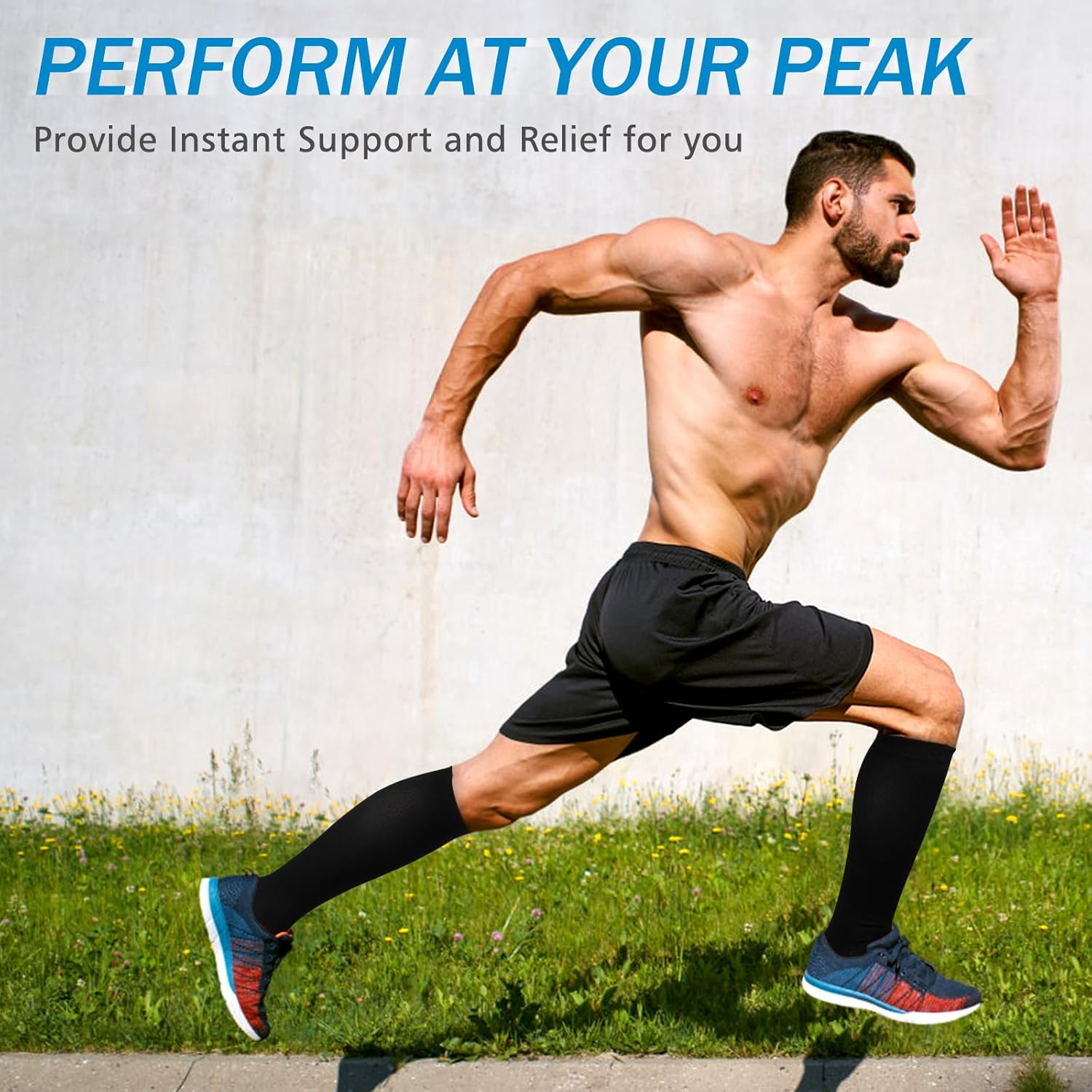 3 Pairs Compression Socks 15-20 Mmhg for Men & Women, Compression Stocking Best Support for Running, Swelling, Nurse, Flight, Nurses,Edema