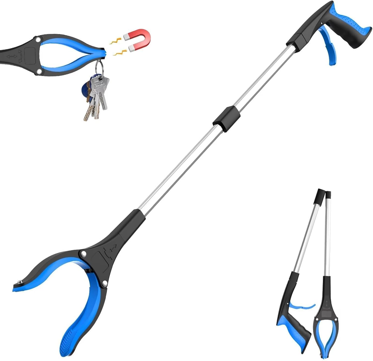 Grabber Reacher Tool, 32.6" Random Color Reacher Grabber Pickup Tool with 360&deg; Rotating Jaw & Magnet, Grabbers for Seniors, Trash Picker Upper Grabber image number 2