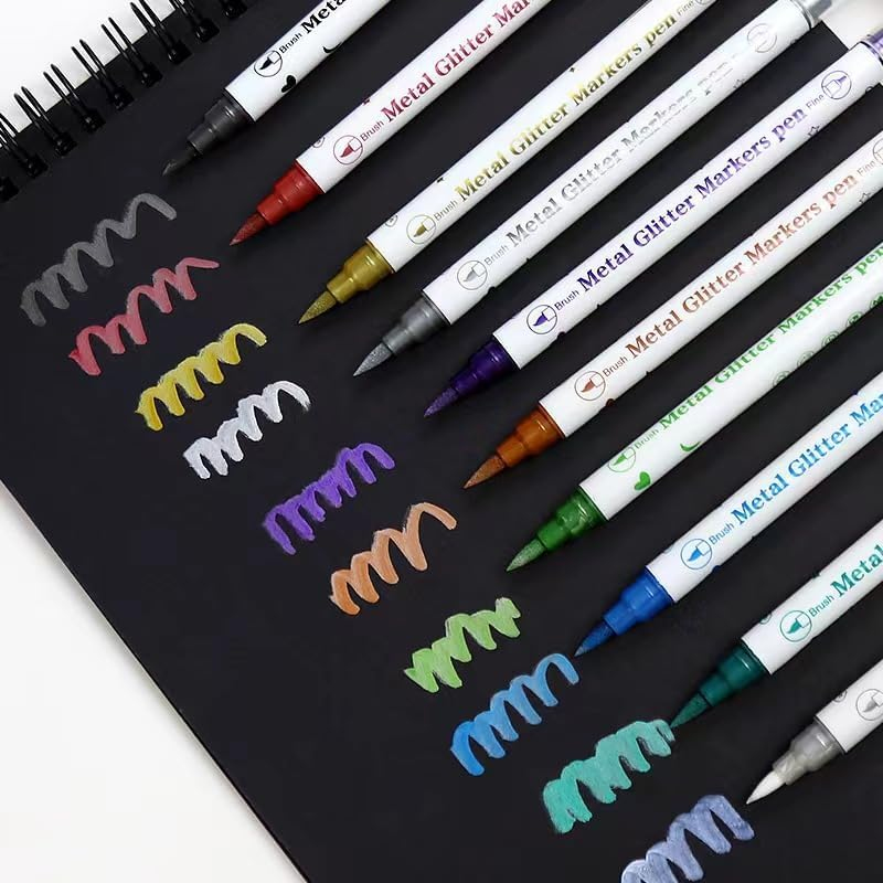 Temporary Tattoo Markers for Skin, 10 Body Markers Make Bold and Fine Lines, Cosmetic Quality + Tattoo Stencils for Kids and Adults, Dual-End Tattoo Pens for Body & Face Art, Halloween Makeup Kit image number 2