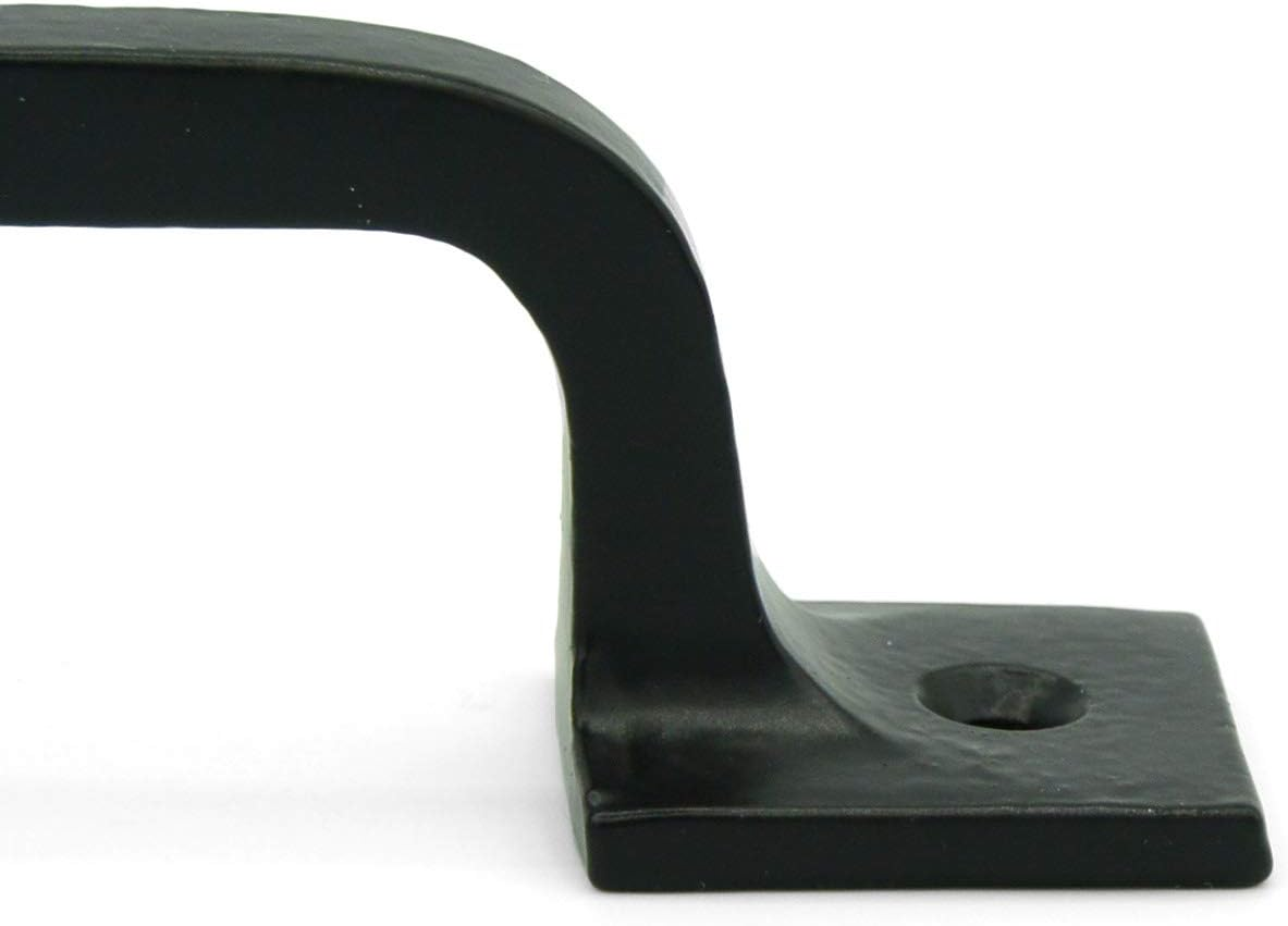 Black Cast Iron Pull Handles 9 Inch (Squared Base, Set of 2) - Cabinet Door Handles, Gate Handle Pull, Barn Door Hardware, Grab Handles