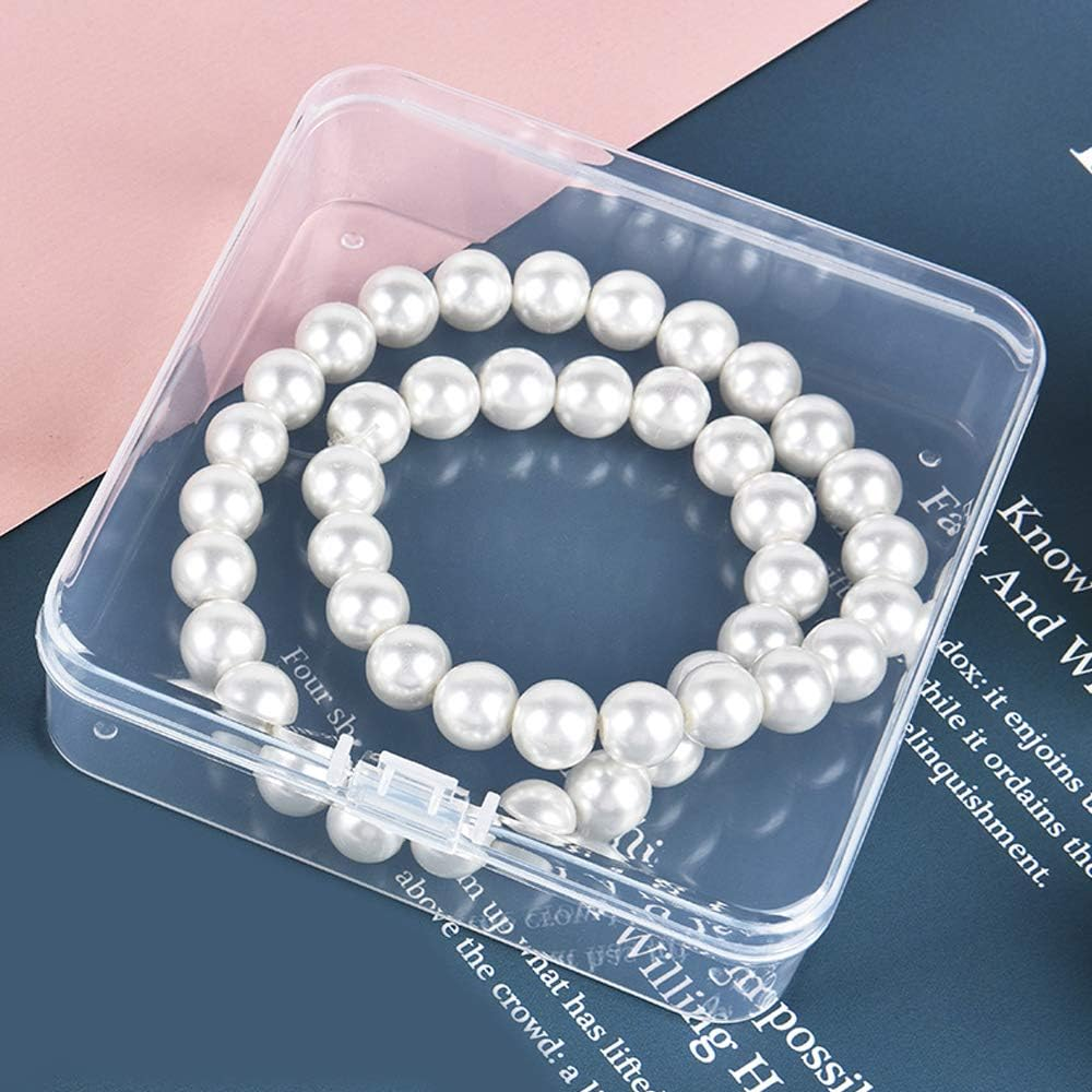 Plastic Beads Storage Containers - Mini Clear Square Box Empty Case with Lid for Earplugs, Pills, Jewelry, Hardware or Any Other Small Craft Gadgets (30 Pieces 3.2 X 3.2 X 0.9 Inches) image number 6