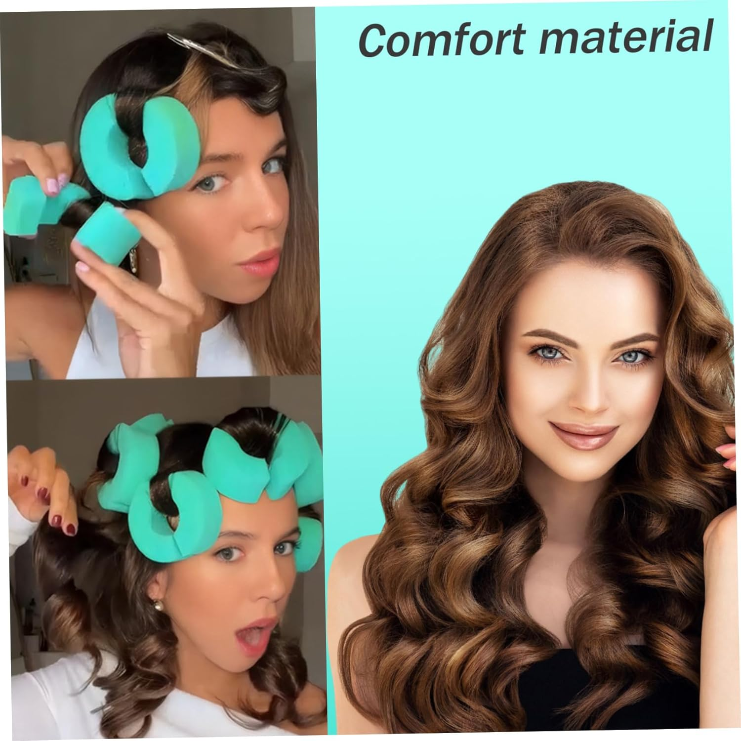 Heatless Blowout 12PCS Heatless Curlers Sponge C-Shape Rollers Heatless Curls DIY No Heat Hair Curlers Reusable Hair Rollers for Blowout Look Long Hair image number 6