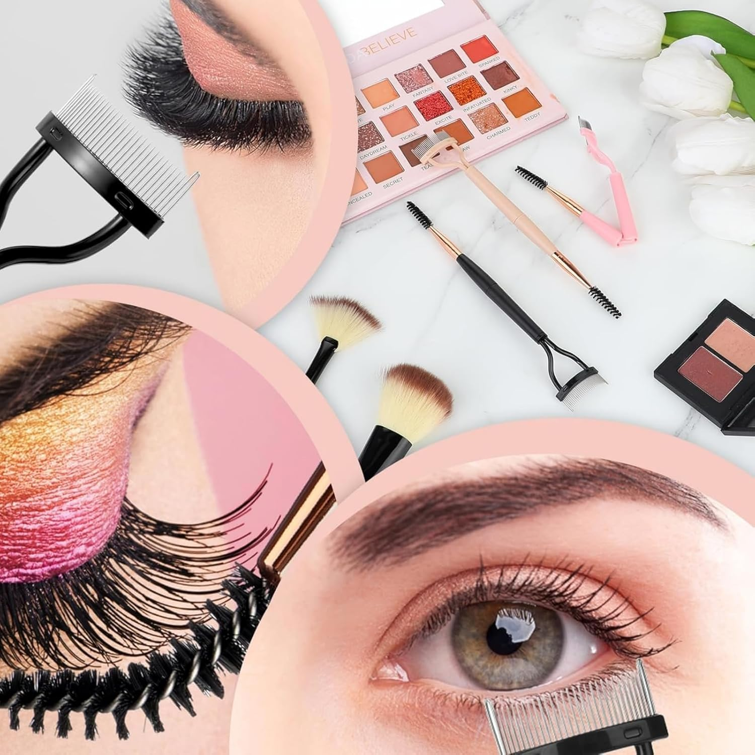 ITADAKU 3-Pack Foldable Eyebrow and Eyelash Shaper - Double Head Lash Separator, Mascara Comb, and Spoolie Brush for Perfect Lashes and Brows image number 3