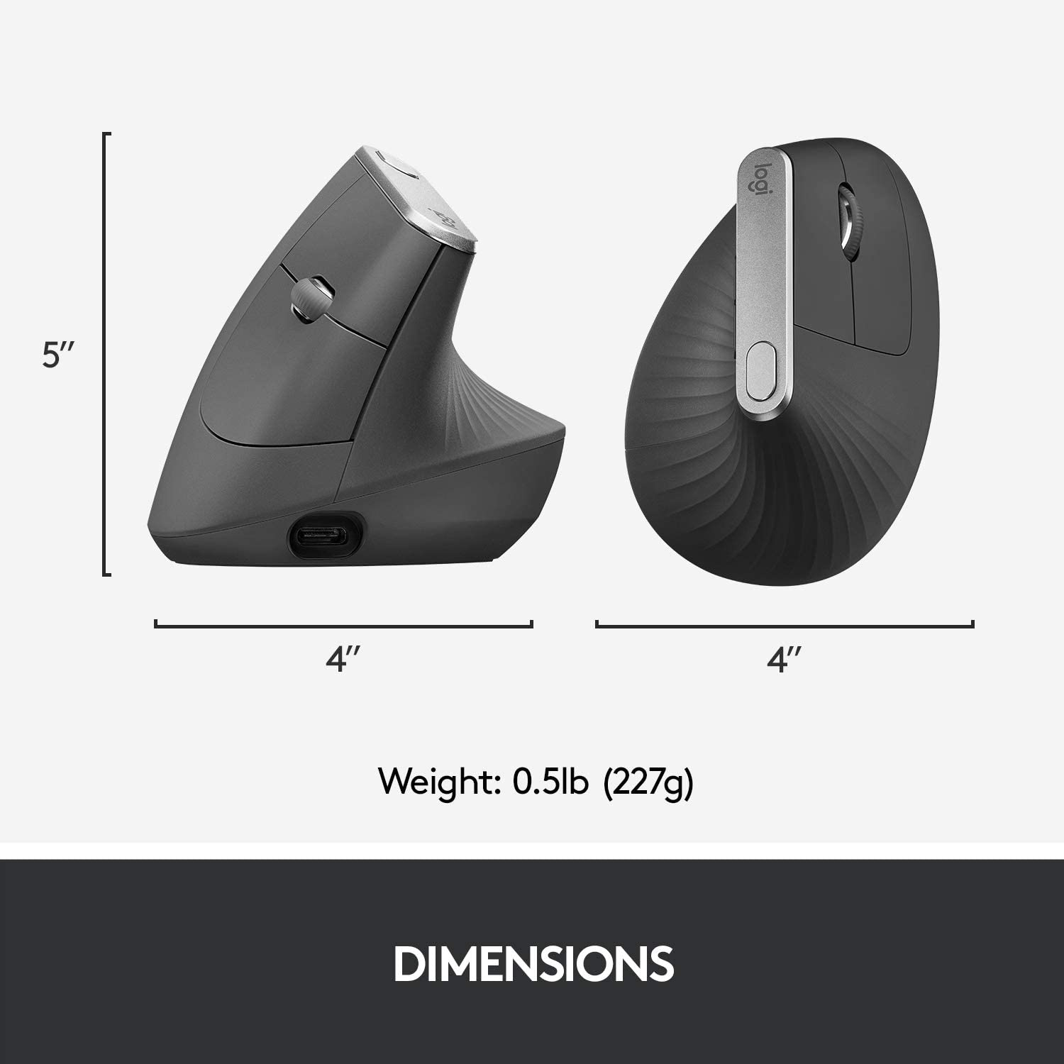 Logitech MX Vertical Wireless Mouse Ergonomic Design Reduces Muscle Strain, Move Content between 3 Windows and Apple Computers, Rechargeable image number 2