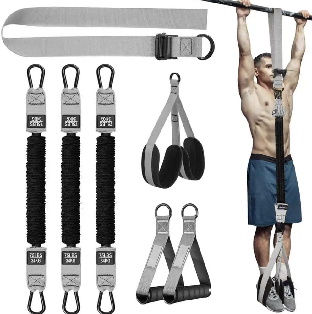 SHENMAIDAY Pull-Up Assist Straps Set 225Lbs, 3 Pull-Up Assist Straps Adjustable with Fabric Foot/Knee Support, Heavy Duty Anti-Break Pull-Up Assist Straps for Body Extension Strength Training